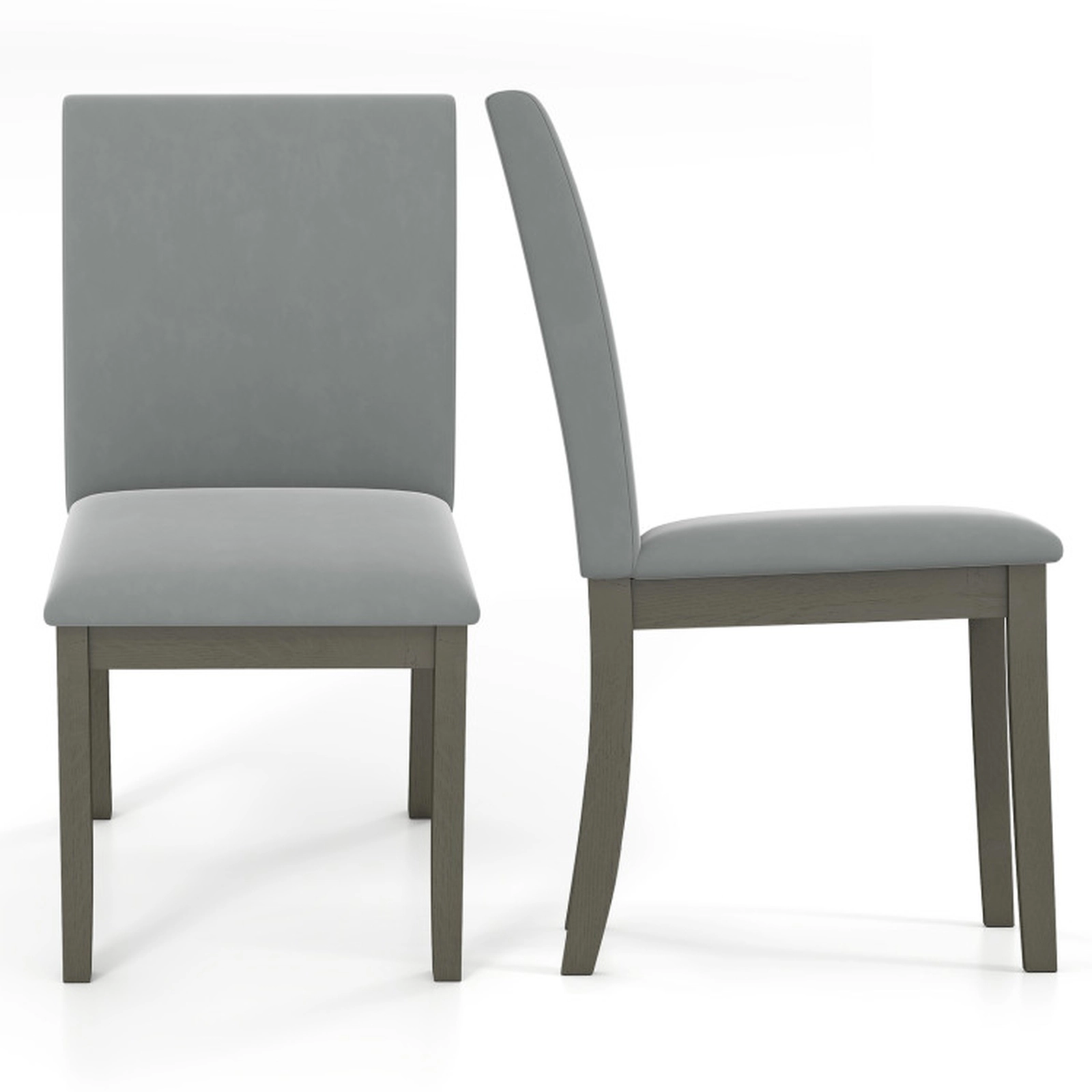 SUGIFT Upholstered Velvet Dining Chairs Set of 2 with High Back Rubber Wood Legs 400-Lb Capacity Gray