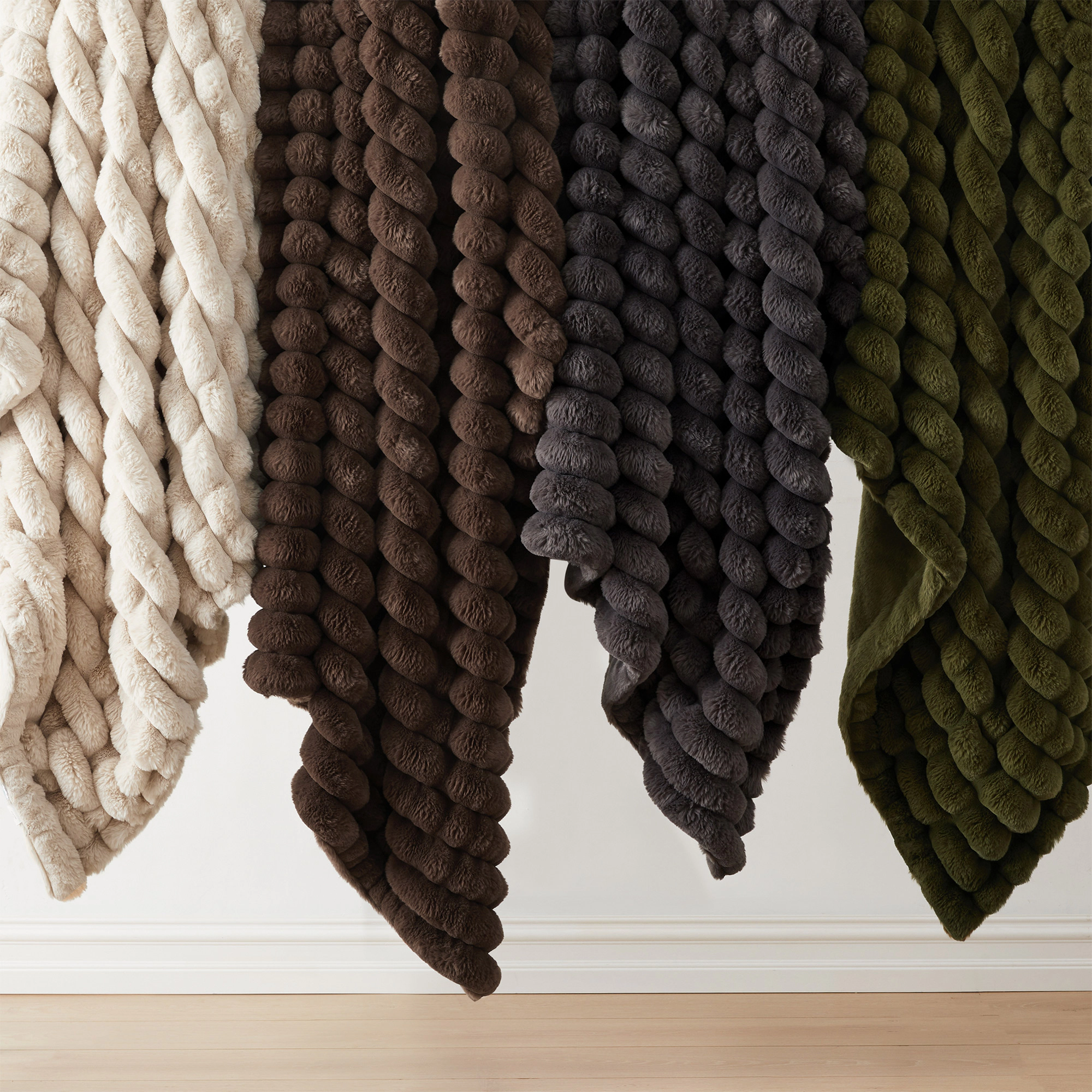PEACENEST Reversible Plush Faux Fur Throw Blanket, 50" x 60"