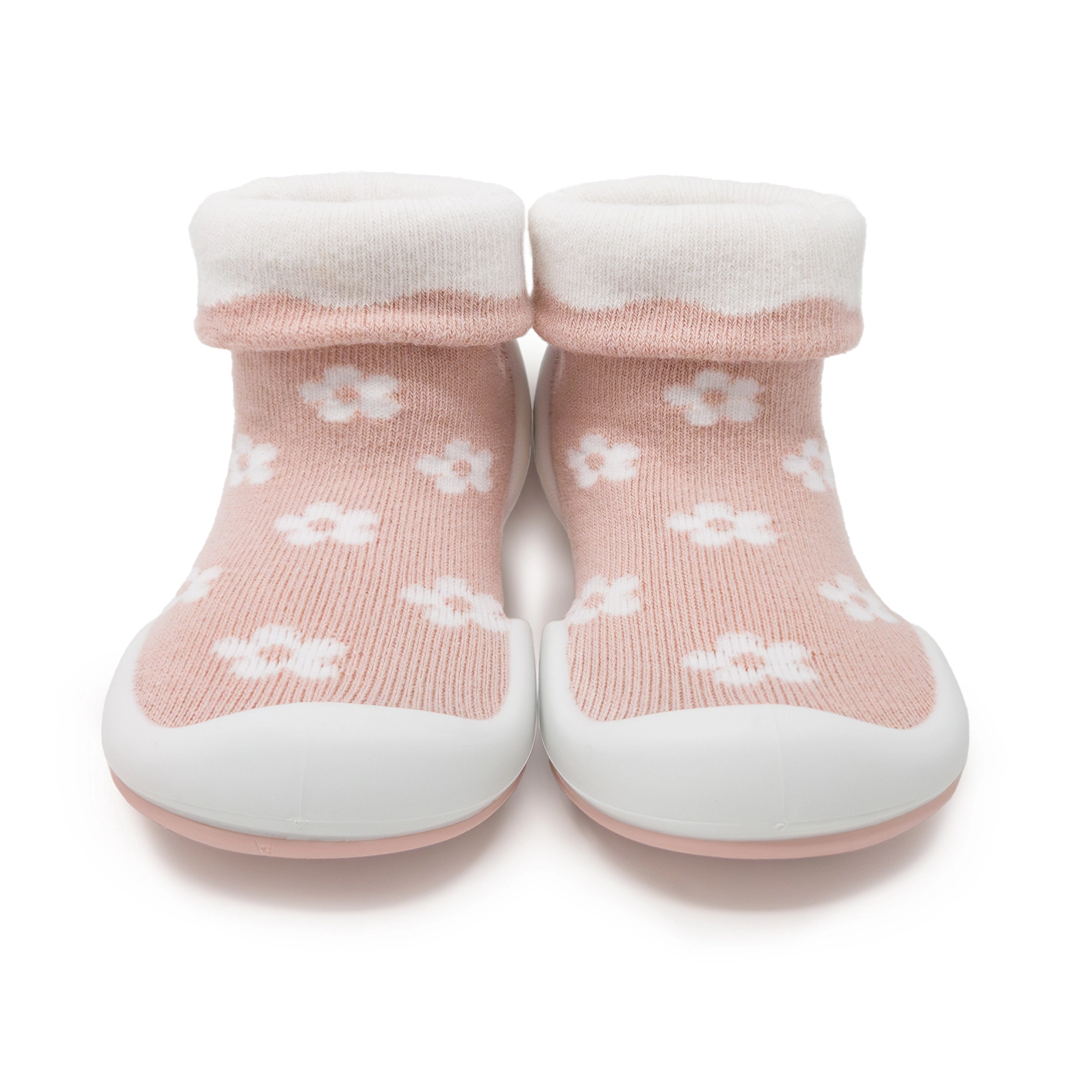 Komuello Baby Girl First Walk Sock Shoes Daisies - Mauve