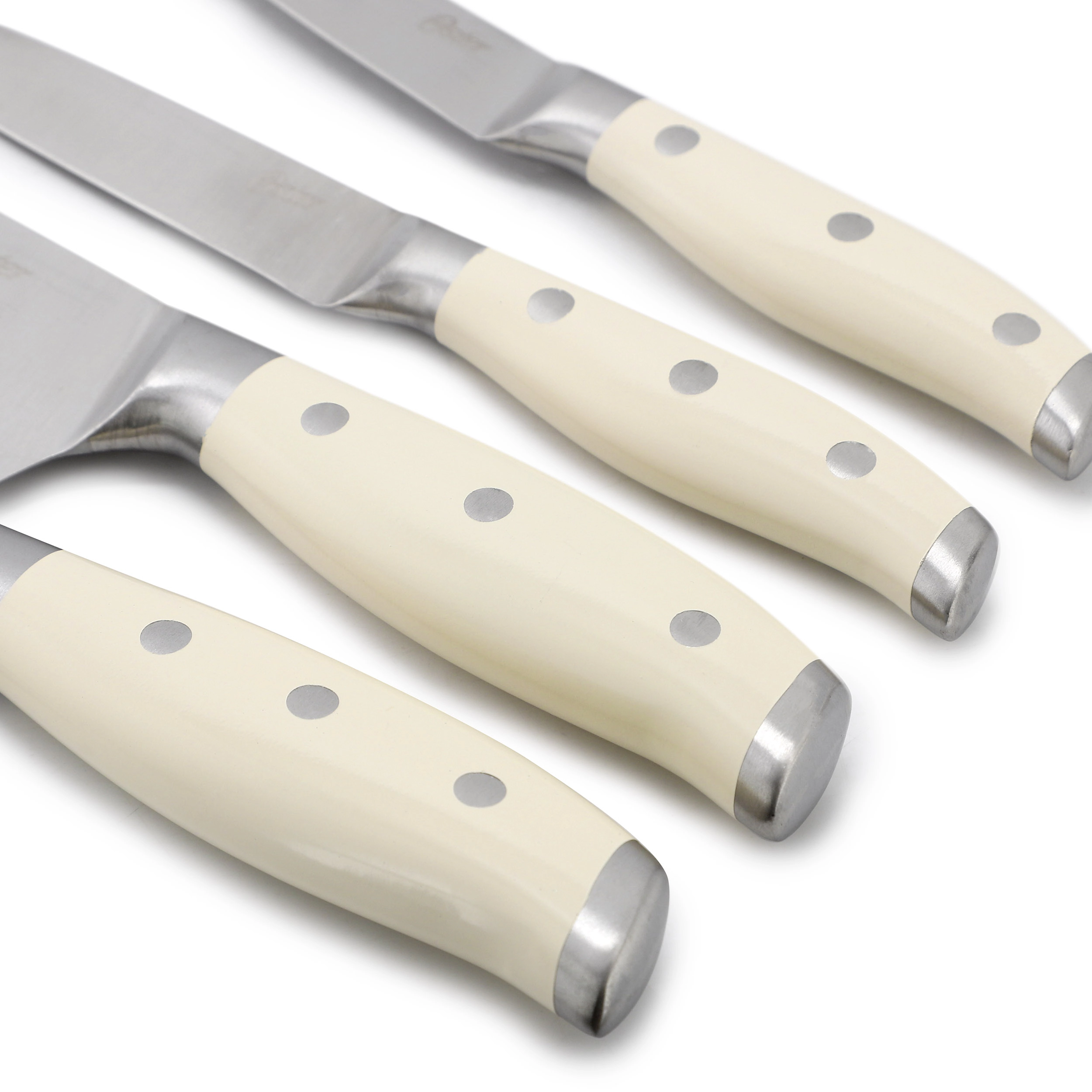 Oster Deaton 6 Piece Cutlery Set and Storage Block in Off-White