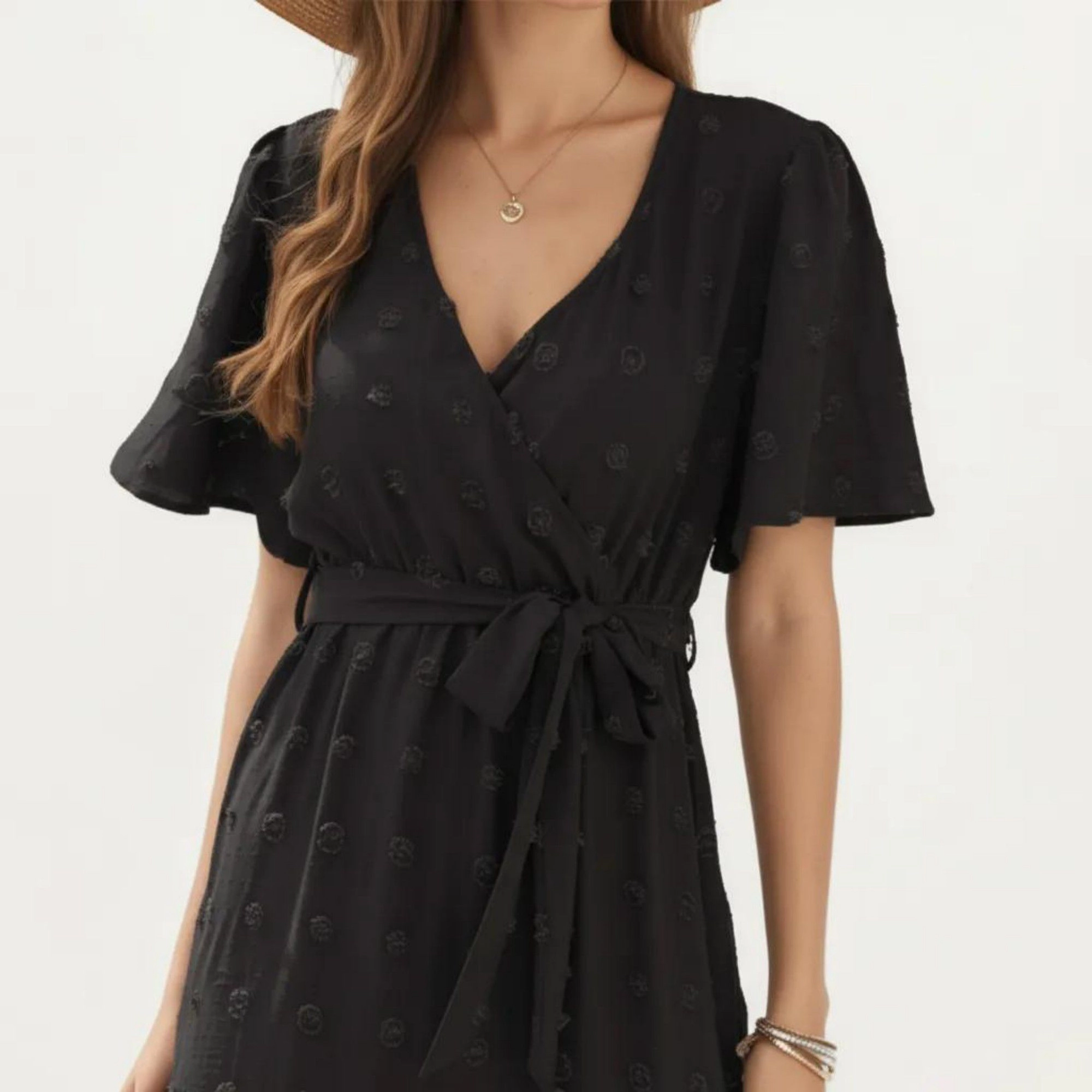Anna-Kaci Women's Short Sleeve Wrap Front Maxi Dress with Waist Tie and Tiered Skirt