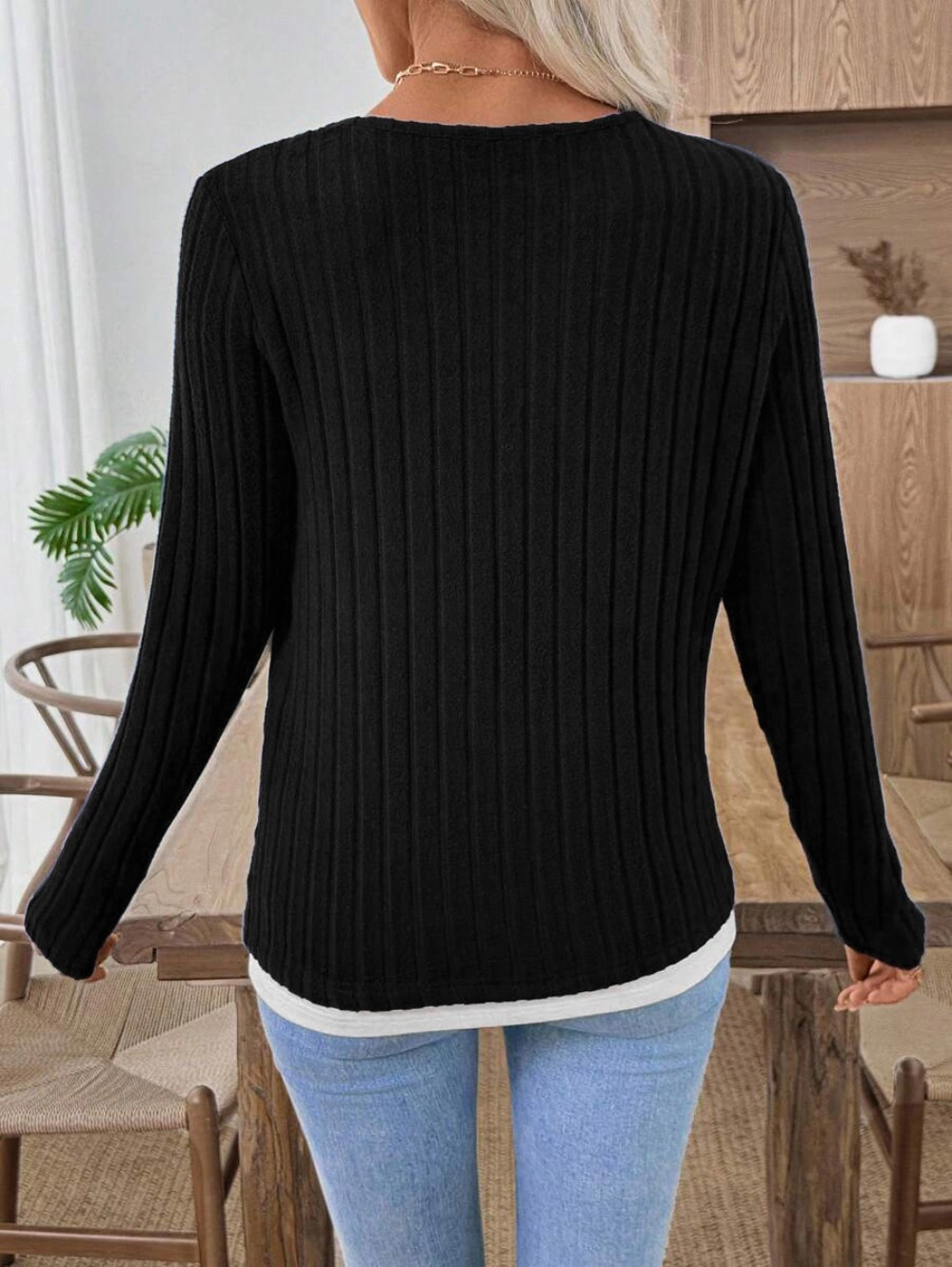 Women's Crew Neck Brushed Long Sleeve Button Pullover Fall Winter Tops