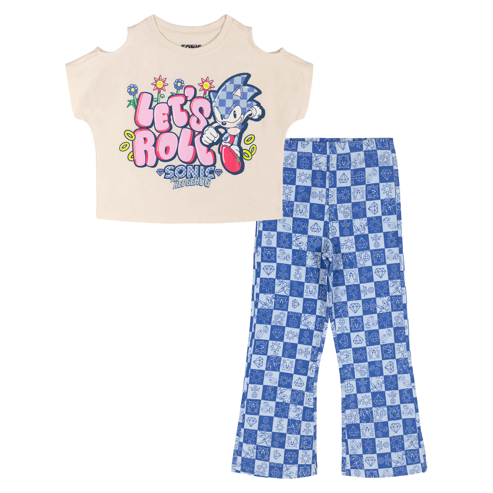SEGA Sonic the Hedgehog Girls' 2-Piece T-Shirt and Flare Leggings Set