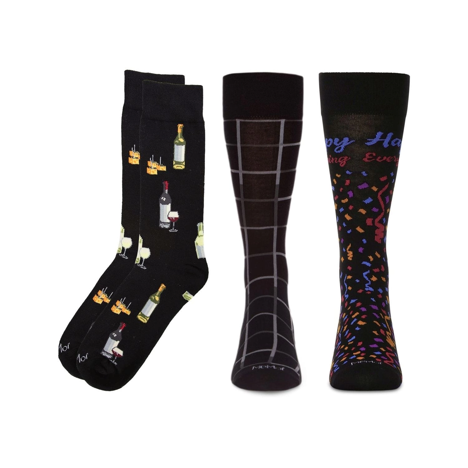 MeMoi 3 Pair Men's Food & Beverage Themed Novelty Crew Socks