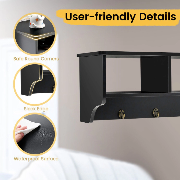 Hivvago Wall Mount Cubby Organizer Hooks Entryway Storage Shelf