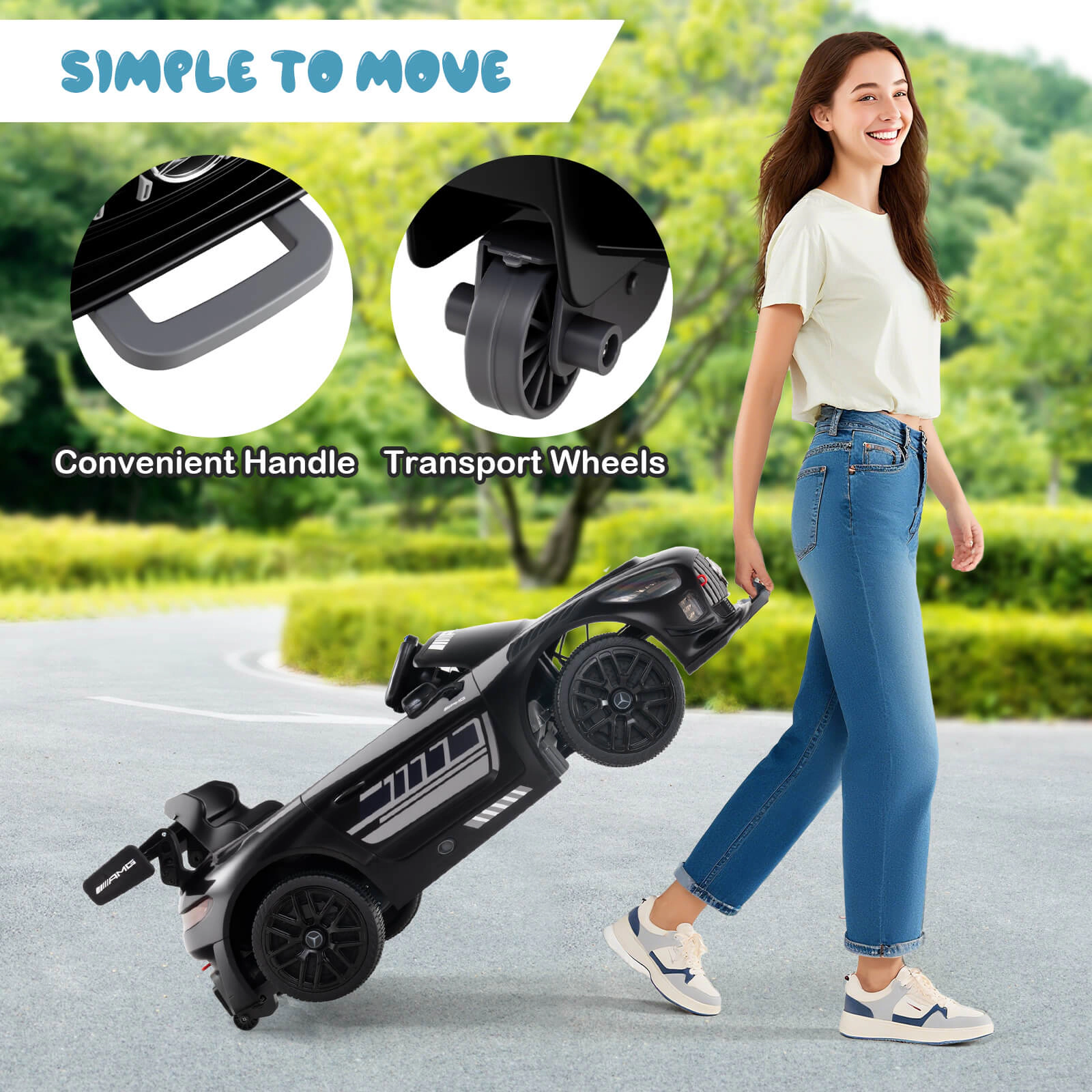 Costway Ride on Car Licensed Mercedes-AMG GT3 Kids with Remote Control 3 Speeds Black