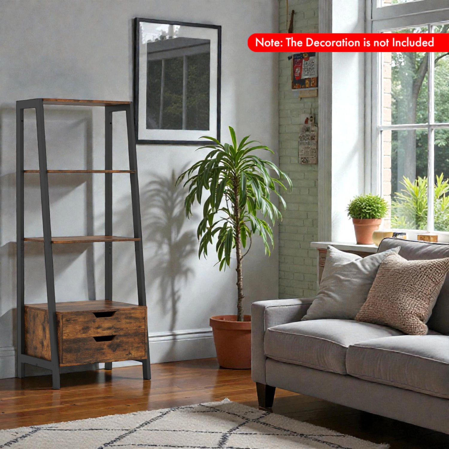 Hivvago Ladder-Style Bookcase with 2 Drawers