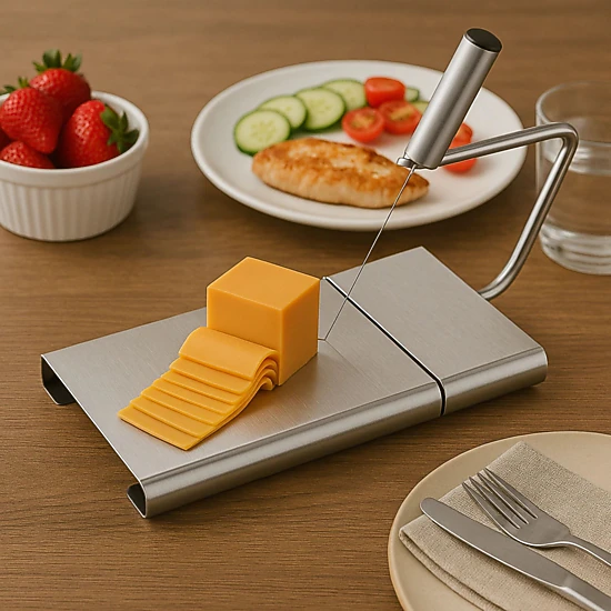 Home Collection Stainless Steel Cheese Slicer Board with 5 Replacement Wires