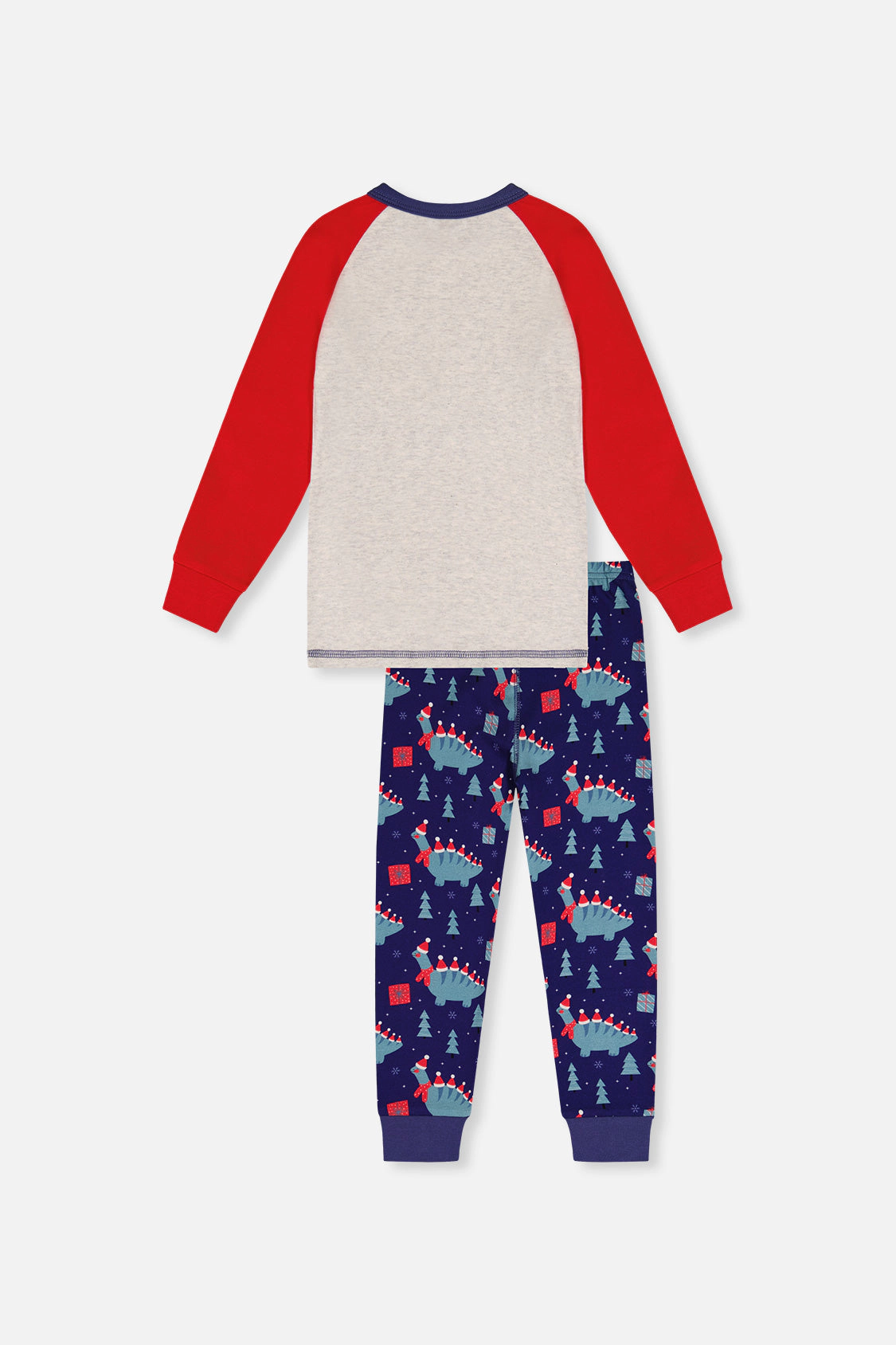 Deux par Boys Organic Cotton Dinosaur Print Two Piece Pajama Set with Raglan Sleeve Top and Pants