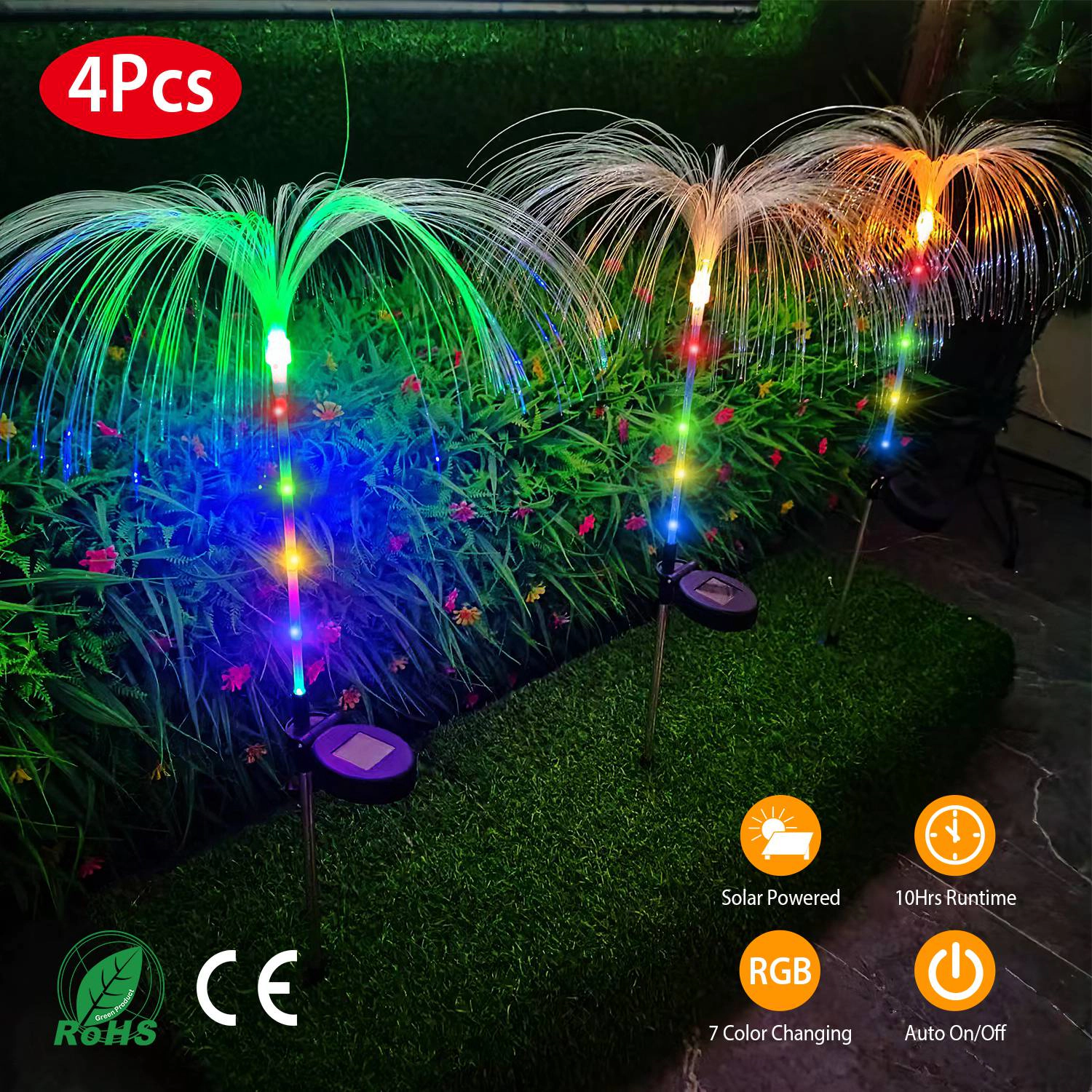 GBruno Solar Jellyfish Path Lights, 4-Pack
