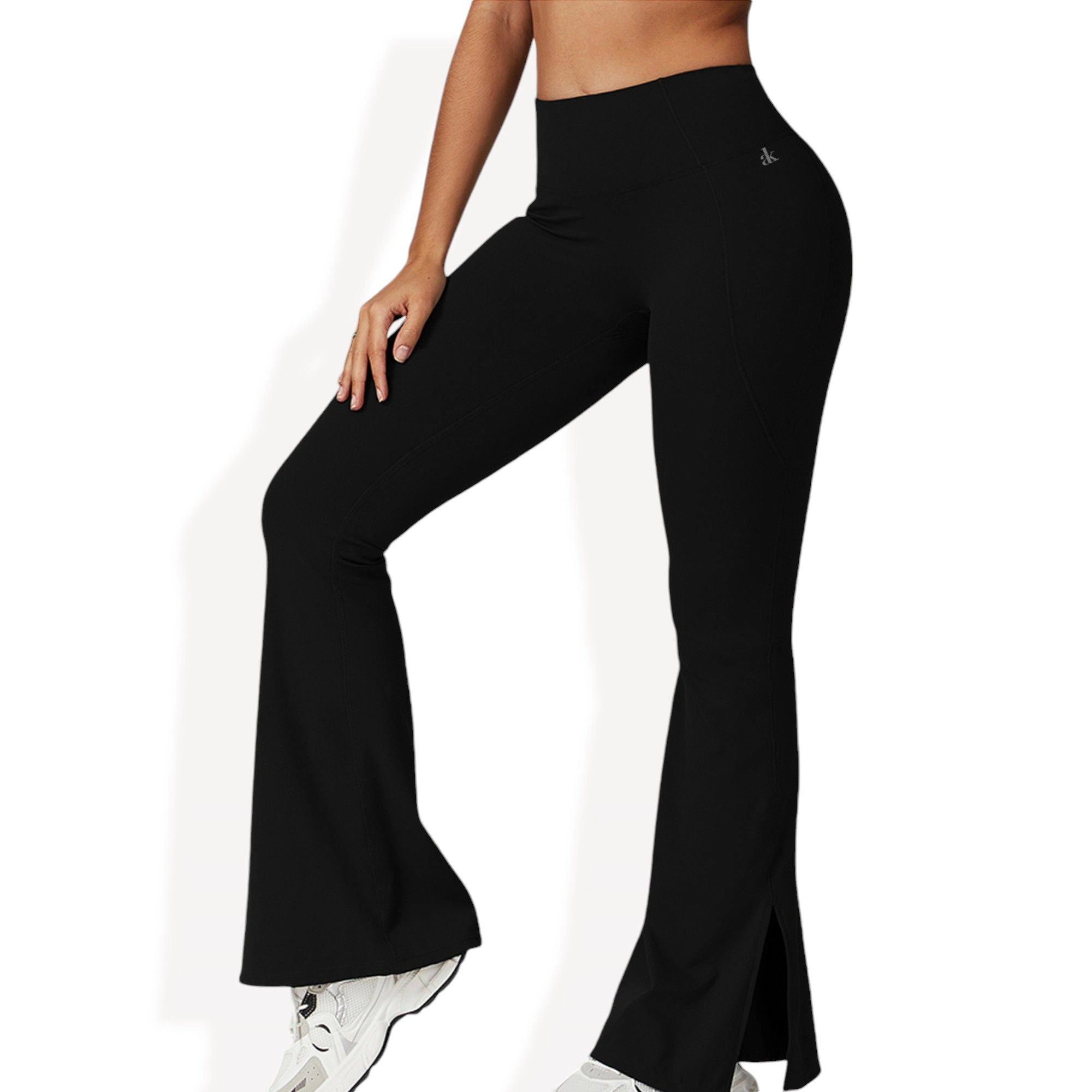 Anna-Kaci Active Women's High Waist Flare Leg Yoga Pants with Side Slit Detail