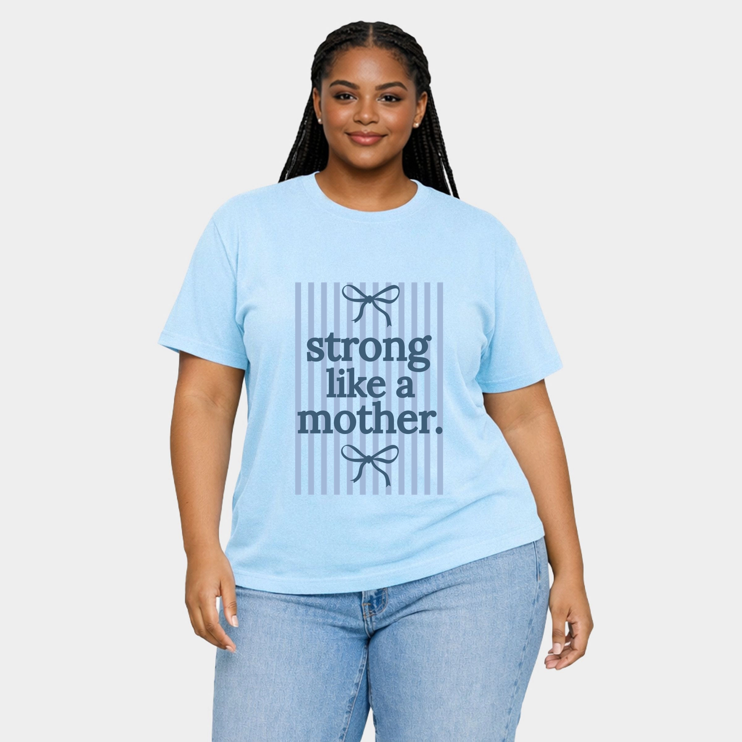 Simply Sage Market - Blue Strong Like A Mother Women's Plus Sized Garment Dyed Graphic T-Shirt