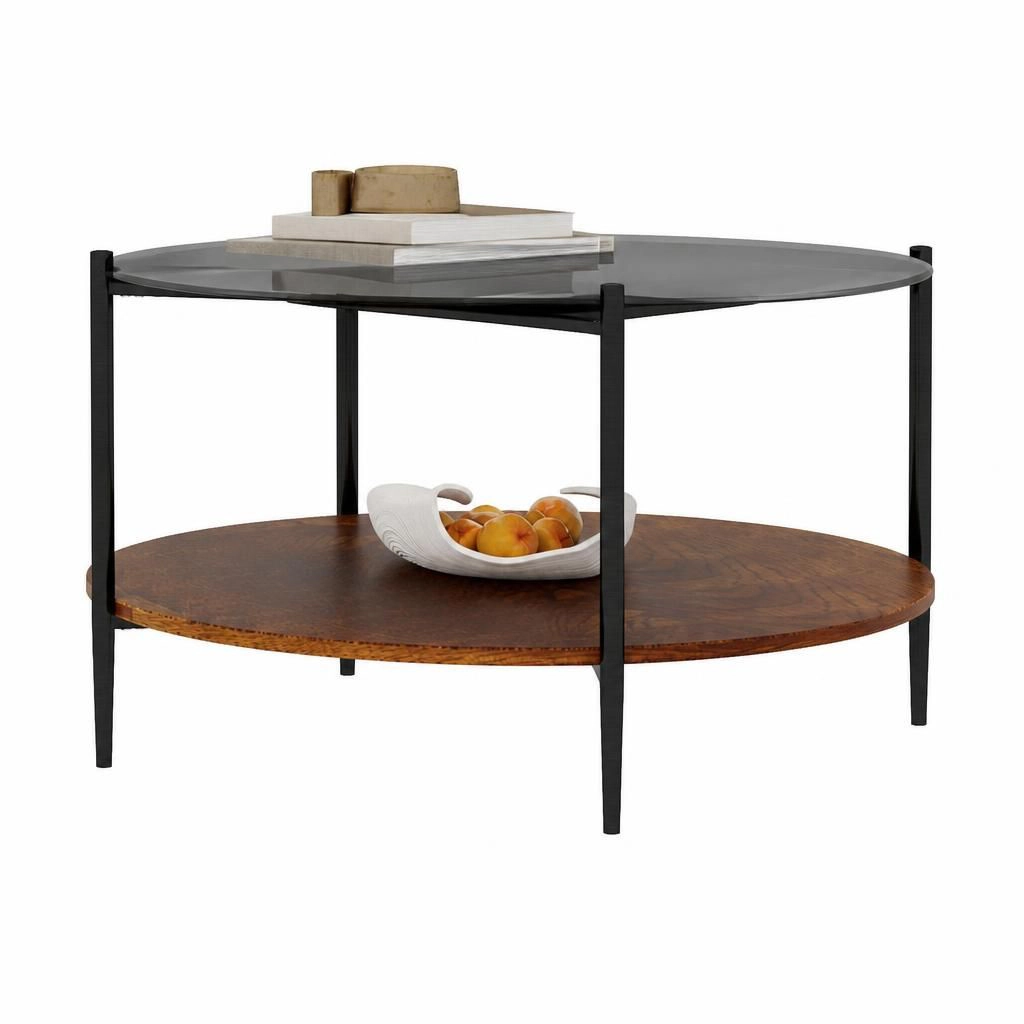 GOODSILO Round Low Profile Coffee Table Functional Center