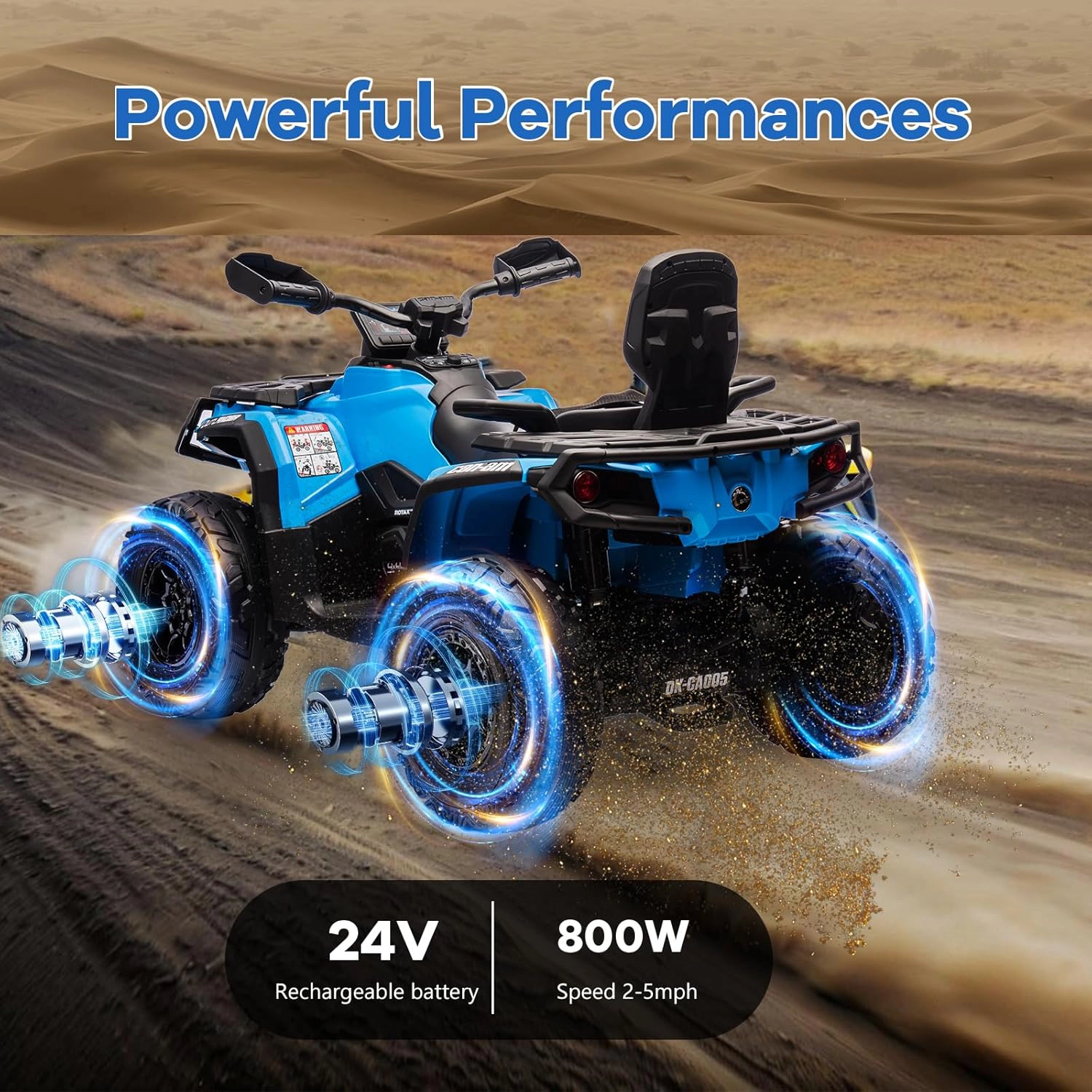 Enjyam 24V Licensed Can-Am Kids Ride On ATV, 2-Seater 4WD Electric ATV Car w/ Bluetooth, LED Lights, 3 Speeds