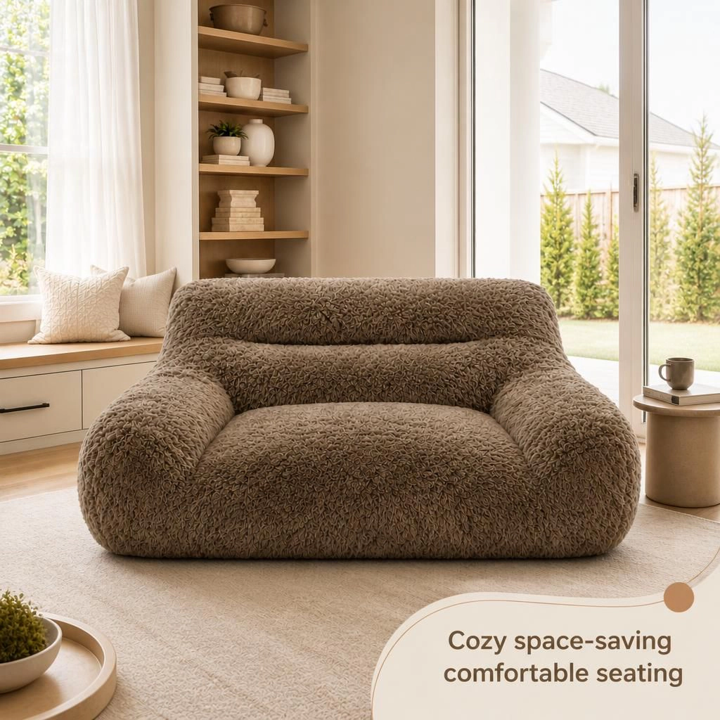 GOODSILO Comfy Soft Boucle Upholstered Lazy Lounge Bean Bag Chair