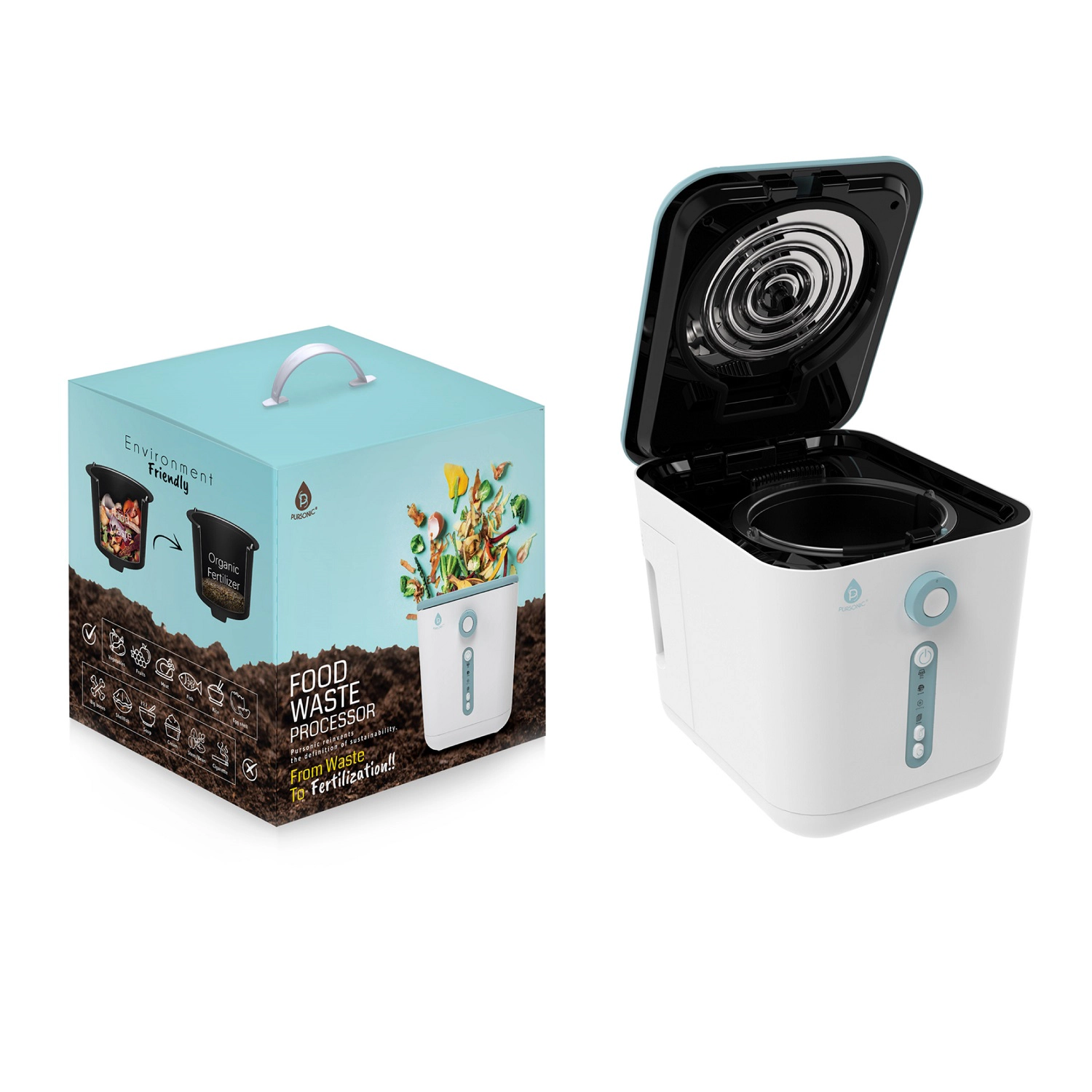 Pursonic Unisex Electric Food Waste Composter with 3L Capacity, Odor-Free Composting & Fast Food Scrap Recycling System