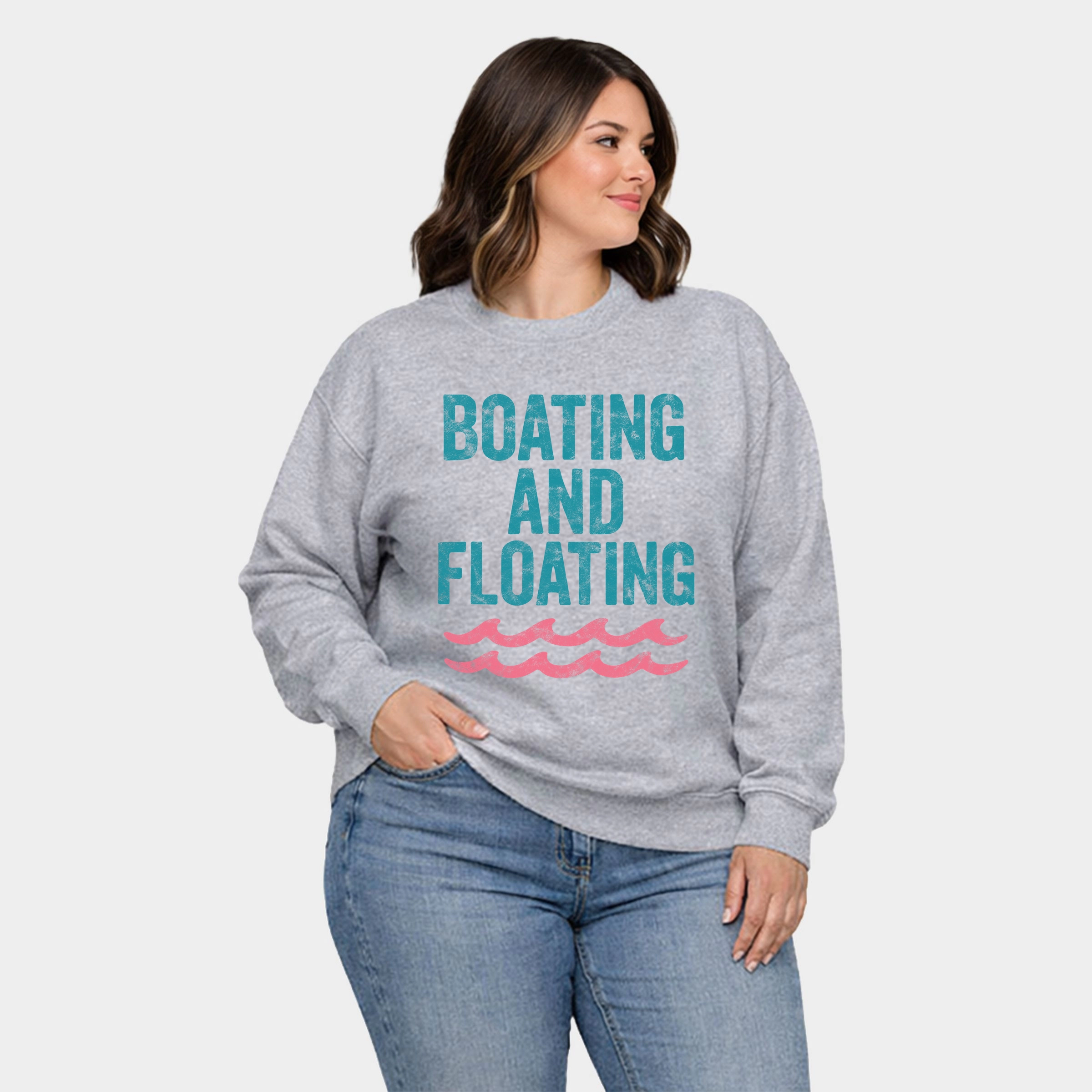 Simply Sage Market - Boating And Floating Distressed  Women's Plus Sized Graphic Sweatshirt