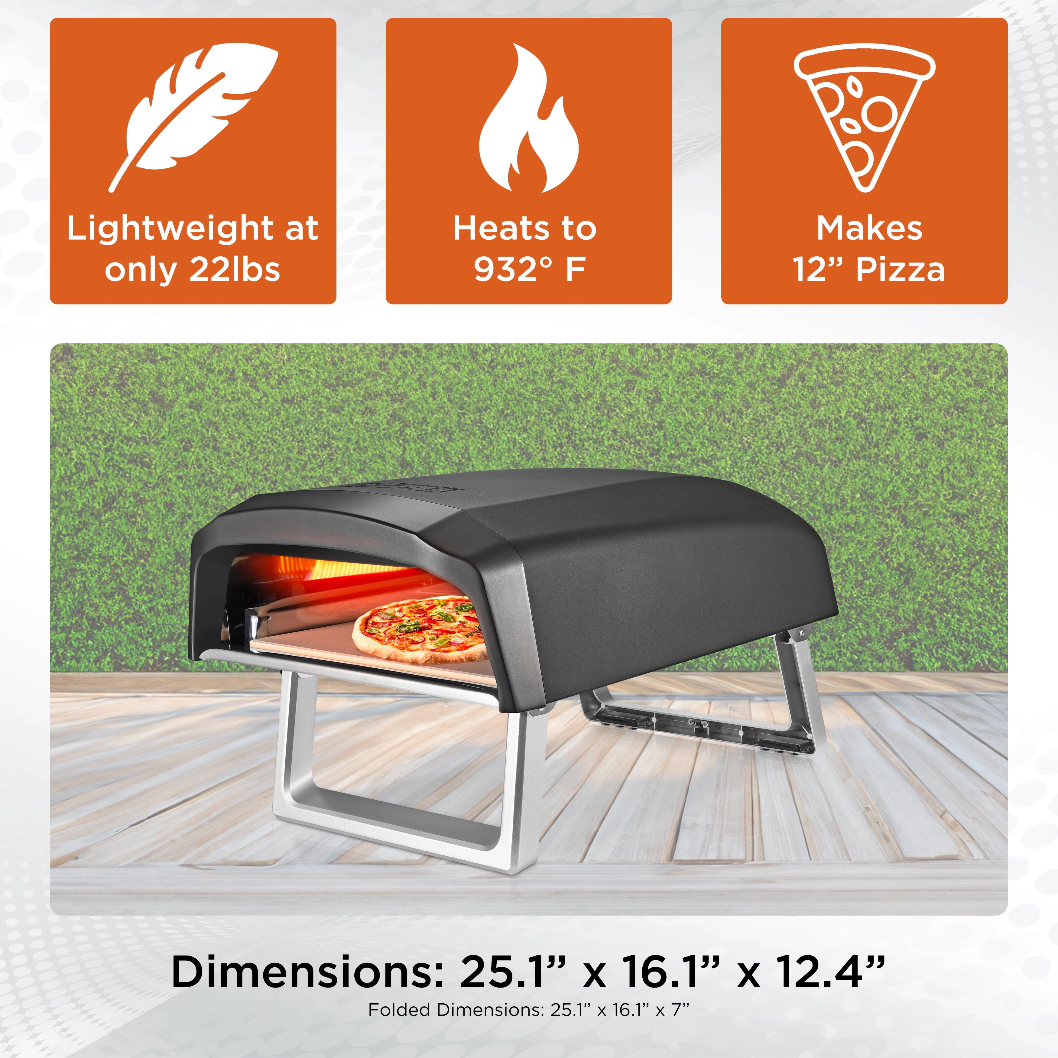 Commercial Chef 12 Inch Portable Outdoor Pizza Oven