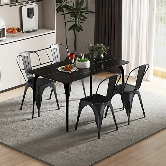 LJG Metal Dining Chairs Set of 4 with Removable Backrest for Dining Room Restaurant Living Room