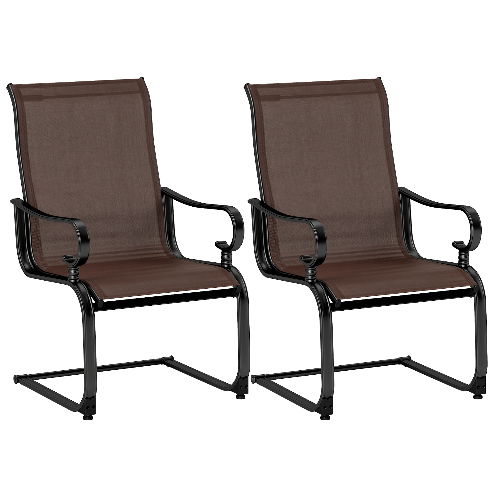 SUGIFT Set of 2 Metal Frame Outdoor Rocking Chairs with Quick-Dry Breathable Fabric for Patio and Porch