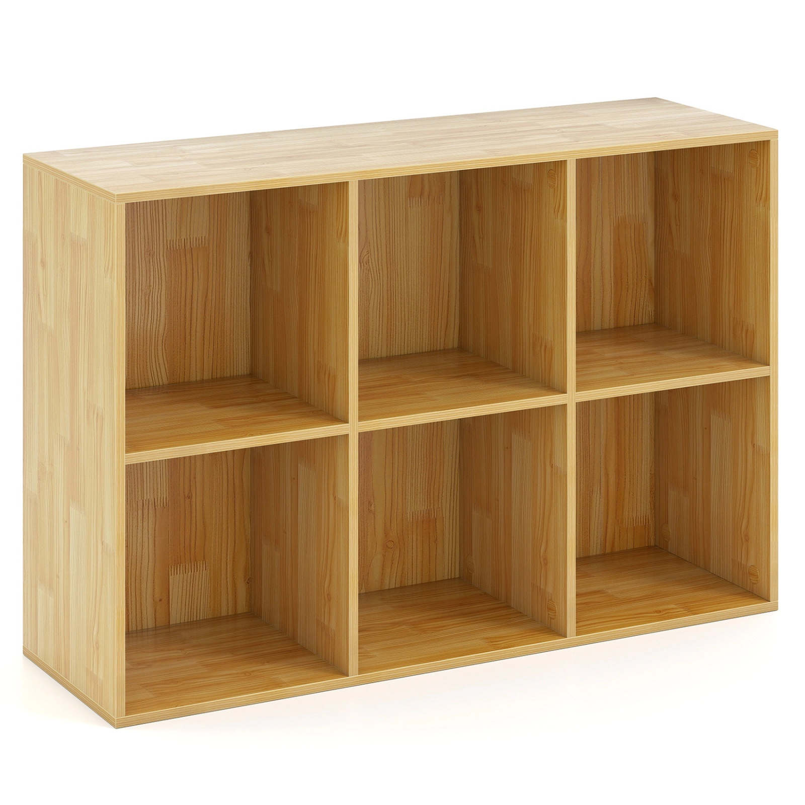 SUGIFT Modern 6-Cube Bookcase 132-lb Top Capacity 22-lb Cube Capacity with Anti-tipping Kits Light Brown