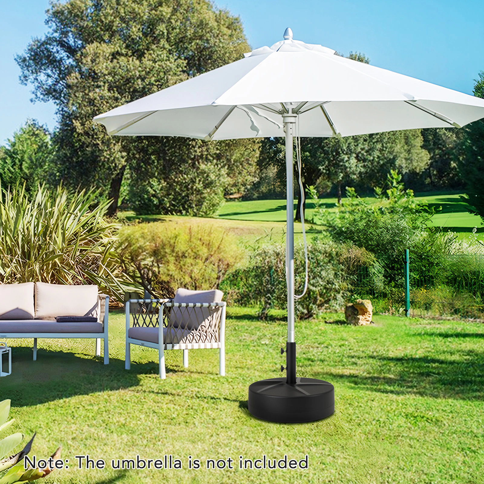 Slickblue Lightweight Fillable Patio Umbrella Base with Metal Support Pole Black