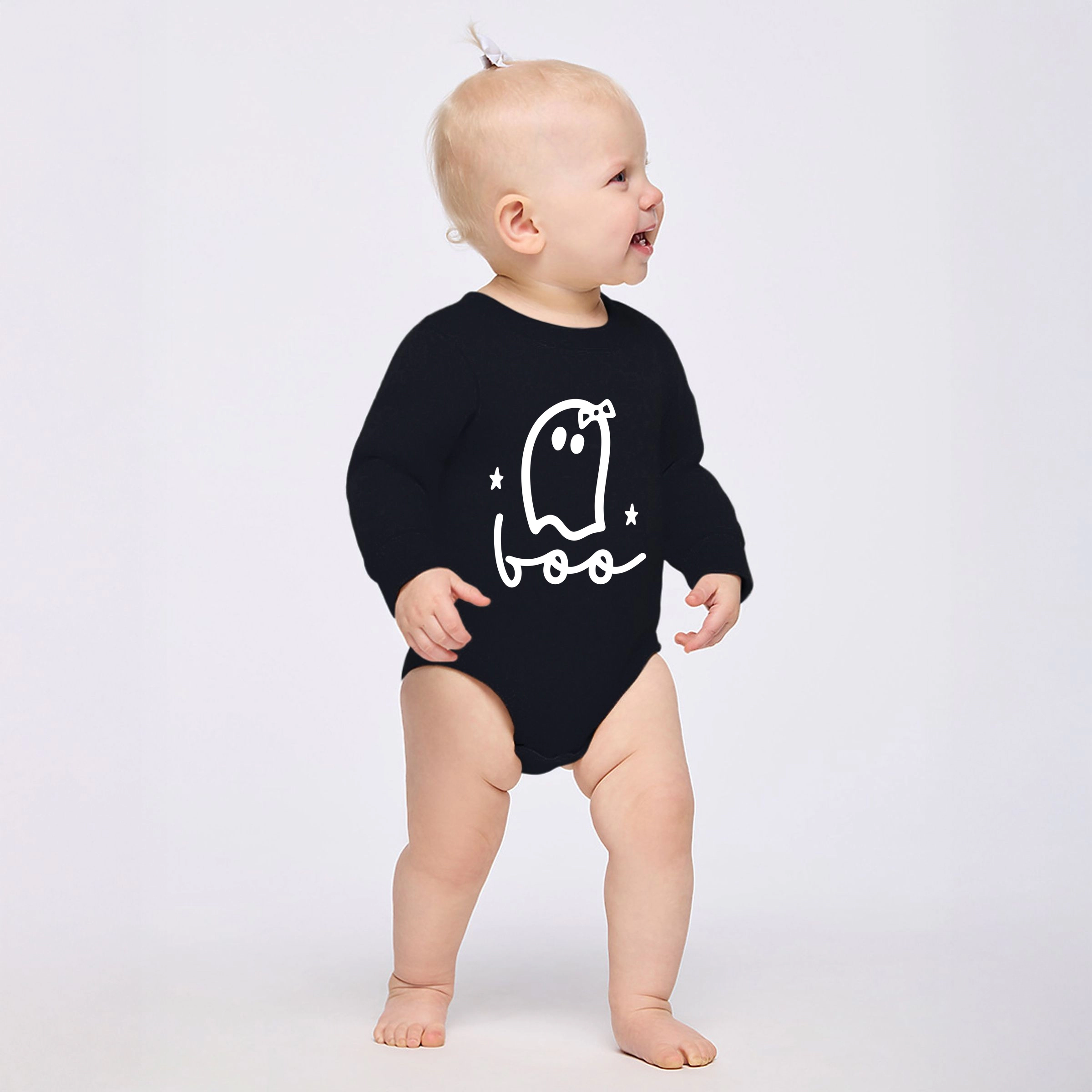 The Juniper Shop - Infant Fleece BodySuit Boo Ghost Bow