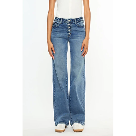 KanCan Women's Essentials High Rise Comfort 90's Flare Jeans Darlene