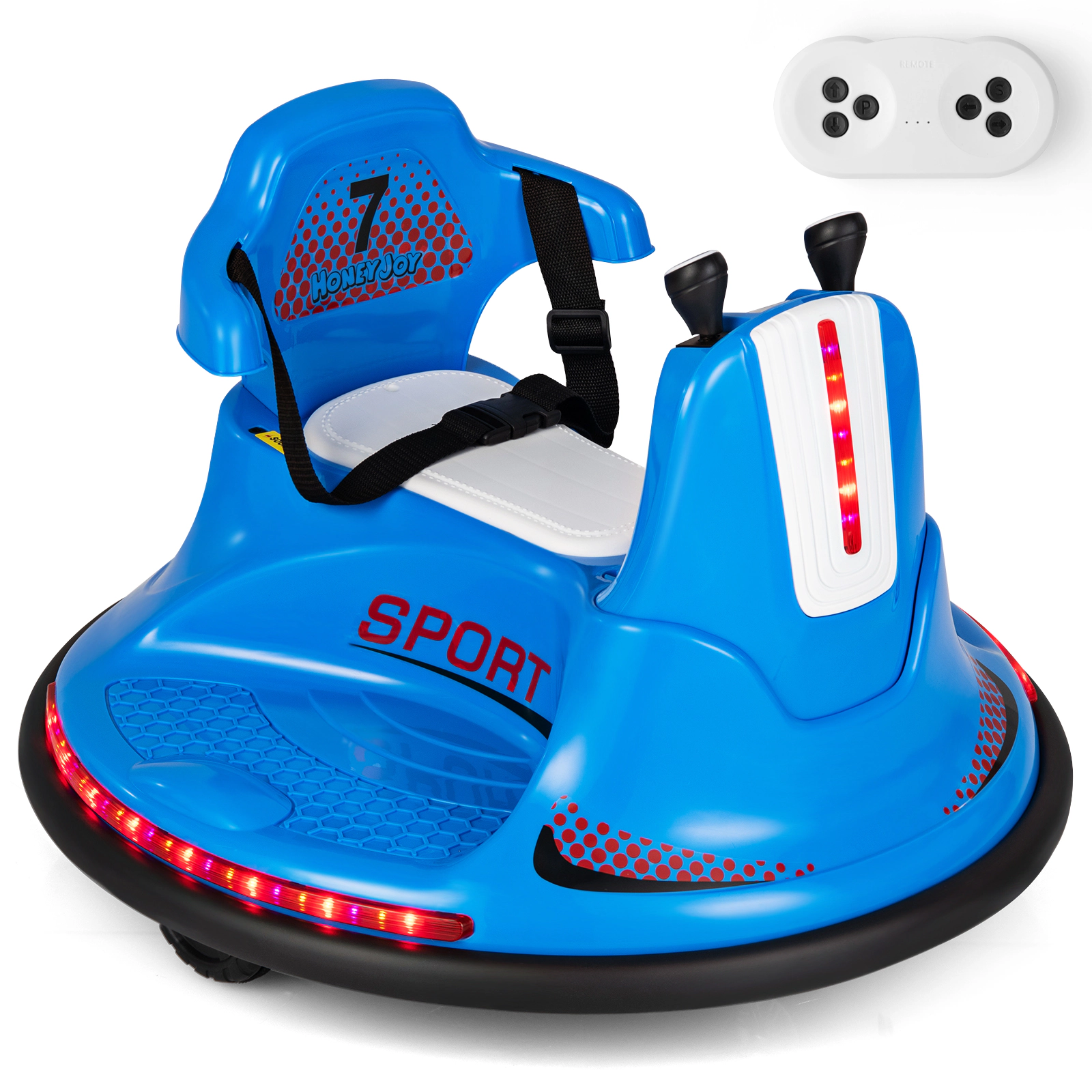 LJG 12V Kids Ride on Bumper Car with Remote Control Lights and Music