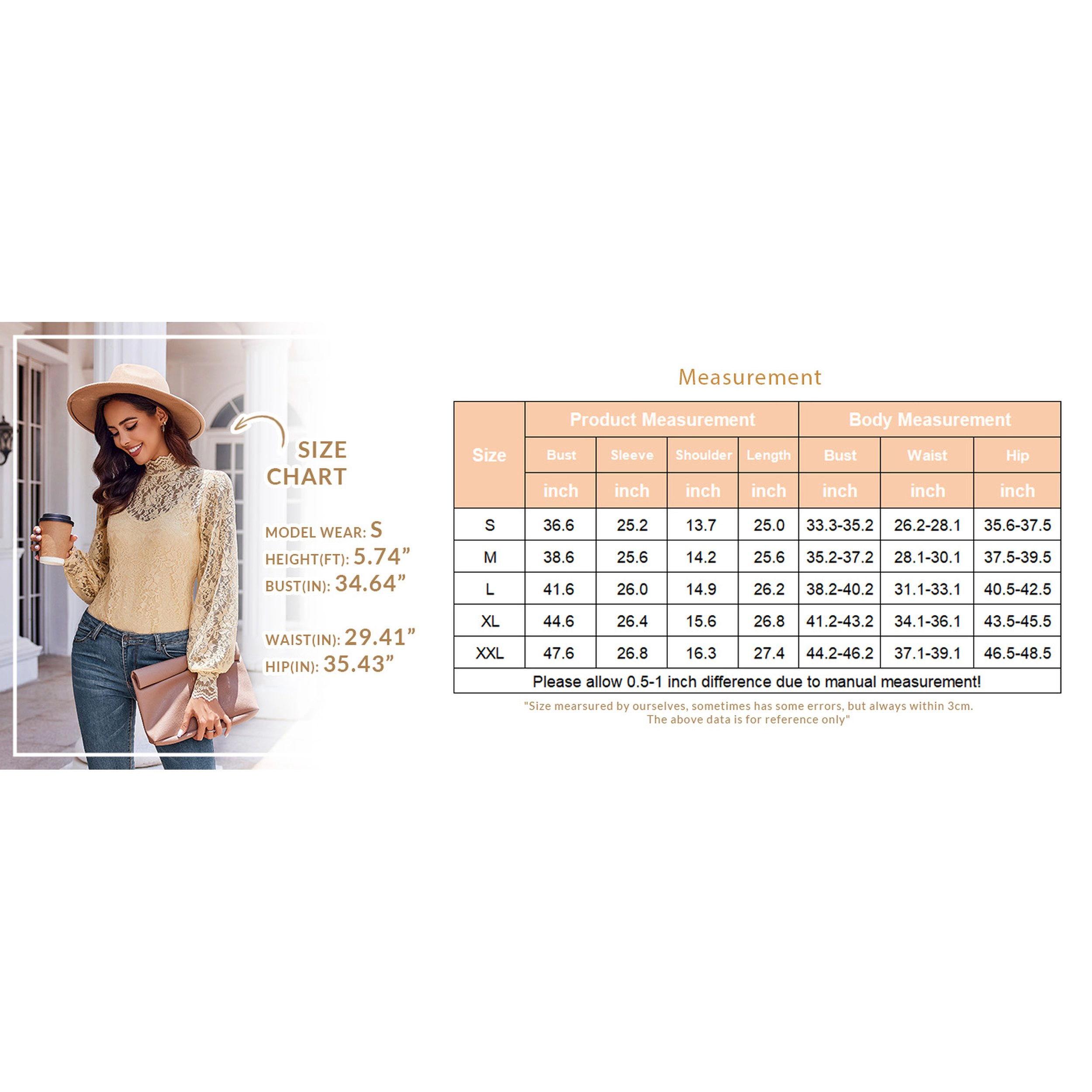 Zeagoo Women Lace Puff Sleeve Blouse