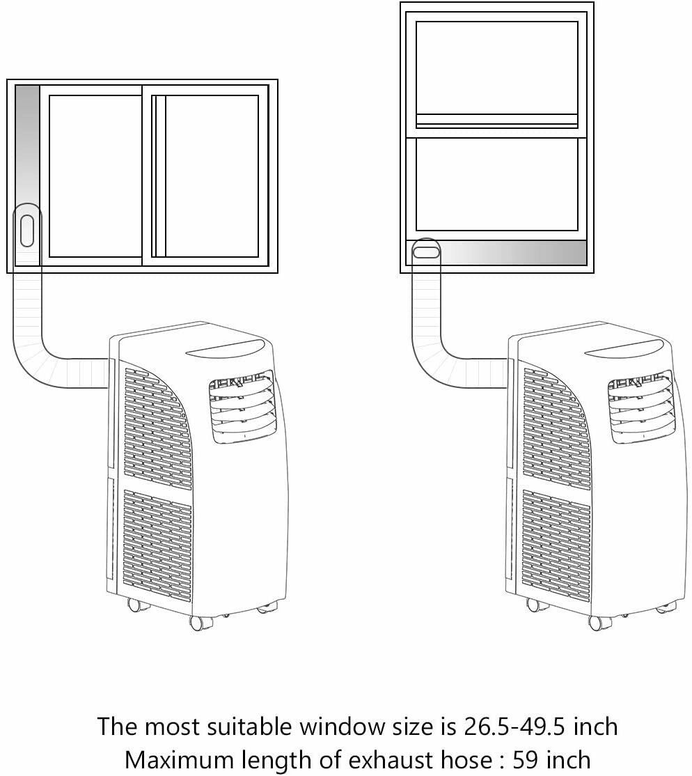 SUGIFT Black and White 9000-BTU 250-sq ft Portable Air Conditioner with Built-in Dehumidifier and LED Panel