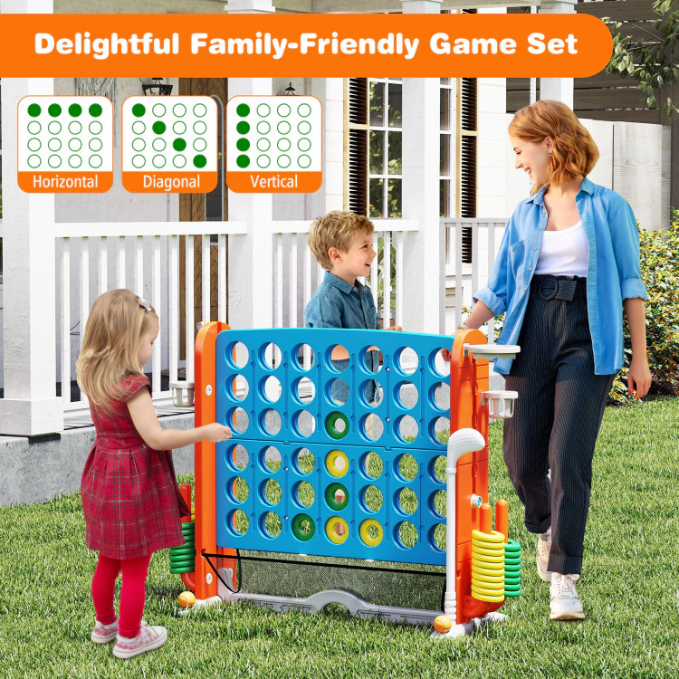 Hivvago Jumbo 4-to-Score Game with Ring-toss and Basketball Hoop & Orange