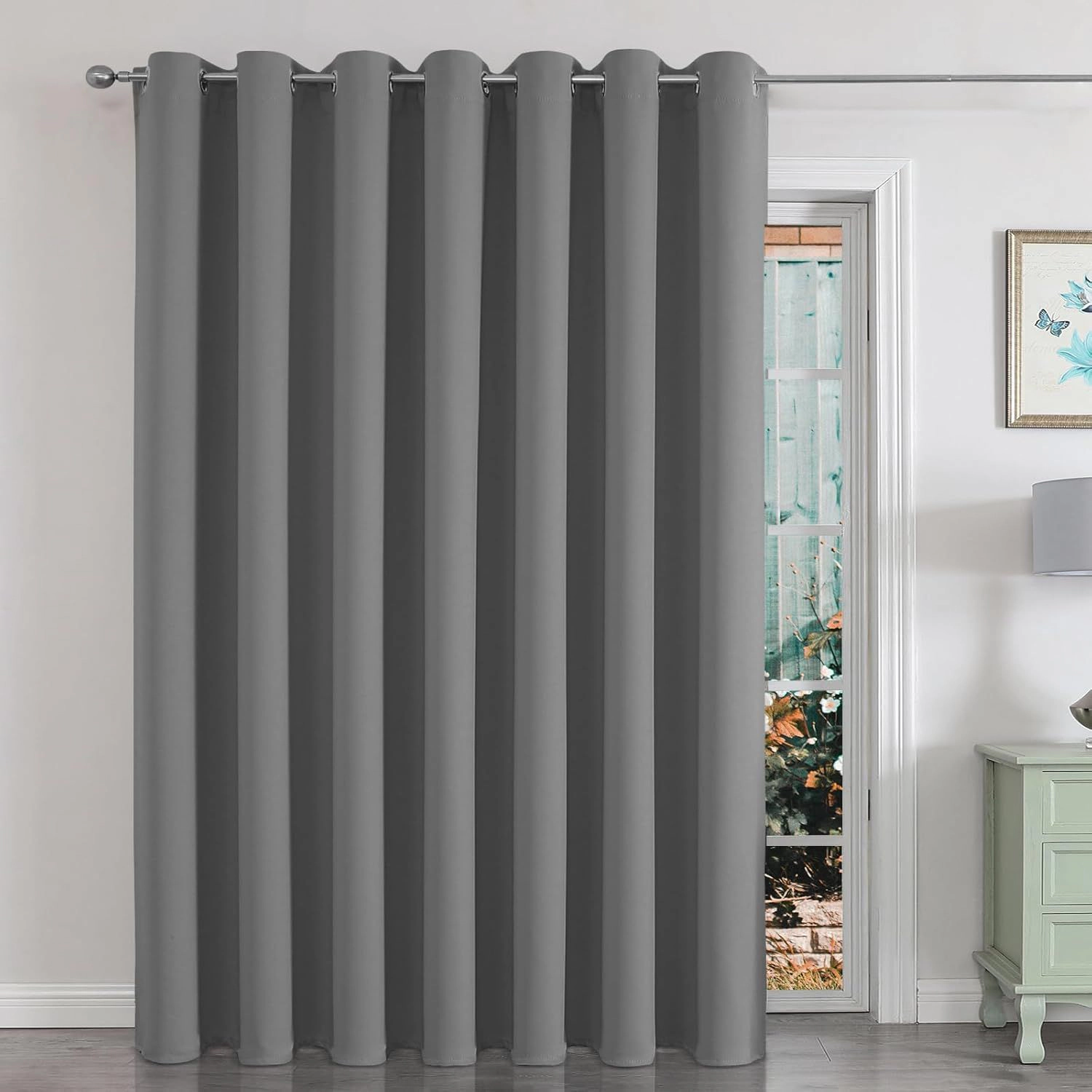 Kate Aurora 1 Piece 100% Hotel Level Blackout Extra Wide Window Curtain Panel - Gray