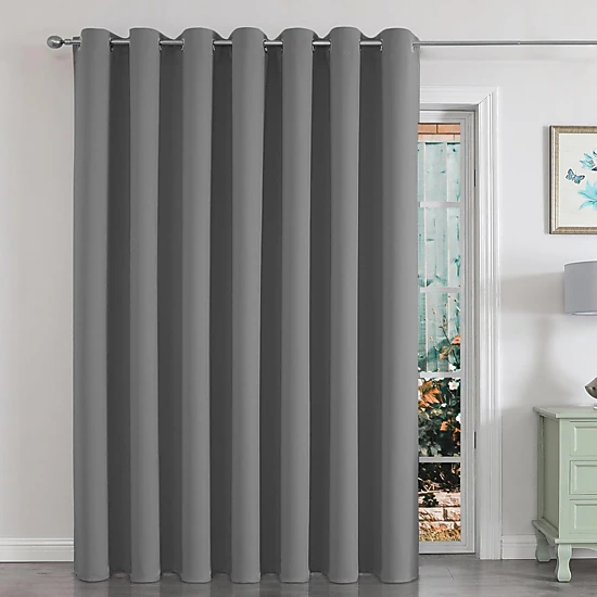 Kate Aurora 1 Piece 100% Hotel Level Blackout Extra Wide Window Curtain Panel - Gray