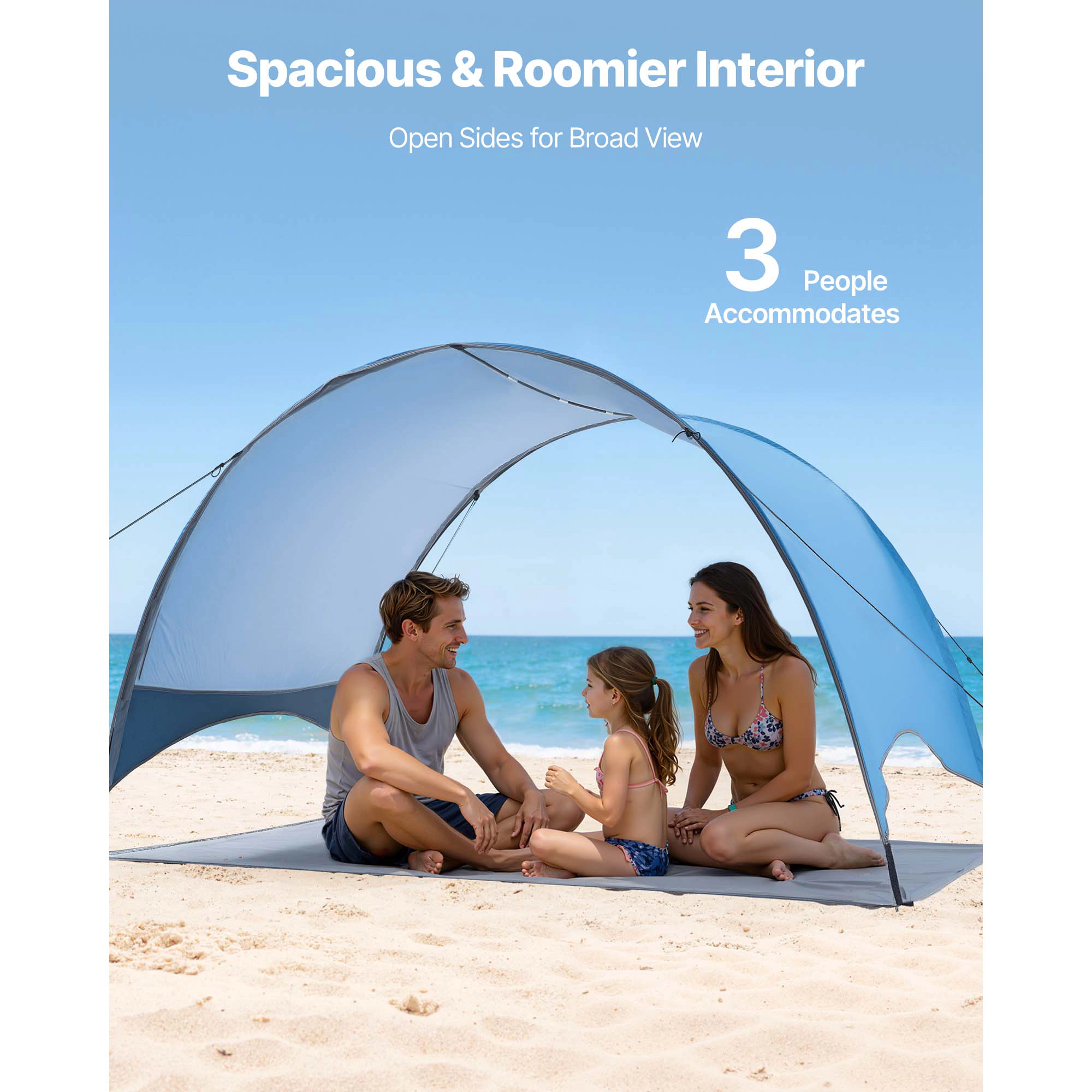 HONGGE Beach Tent Sun Shelter for UPF 50+ Protection Portable Sun Shade Canopy with Carrying Bag & Ground Stakes