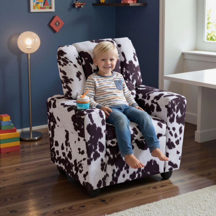 Hivvago Kids Recliner Chair Push Back Toddler Reclining Armchair With Cup Holder