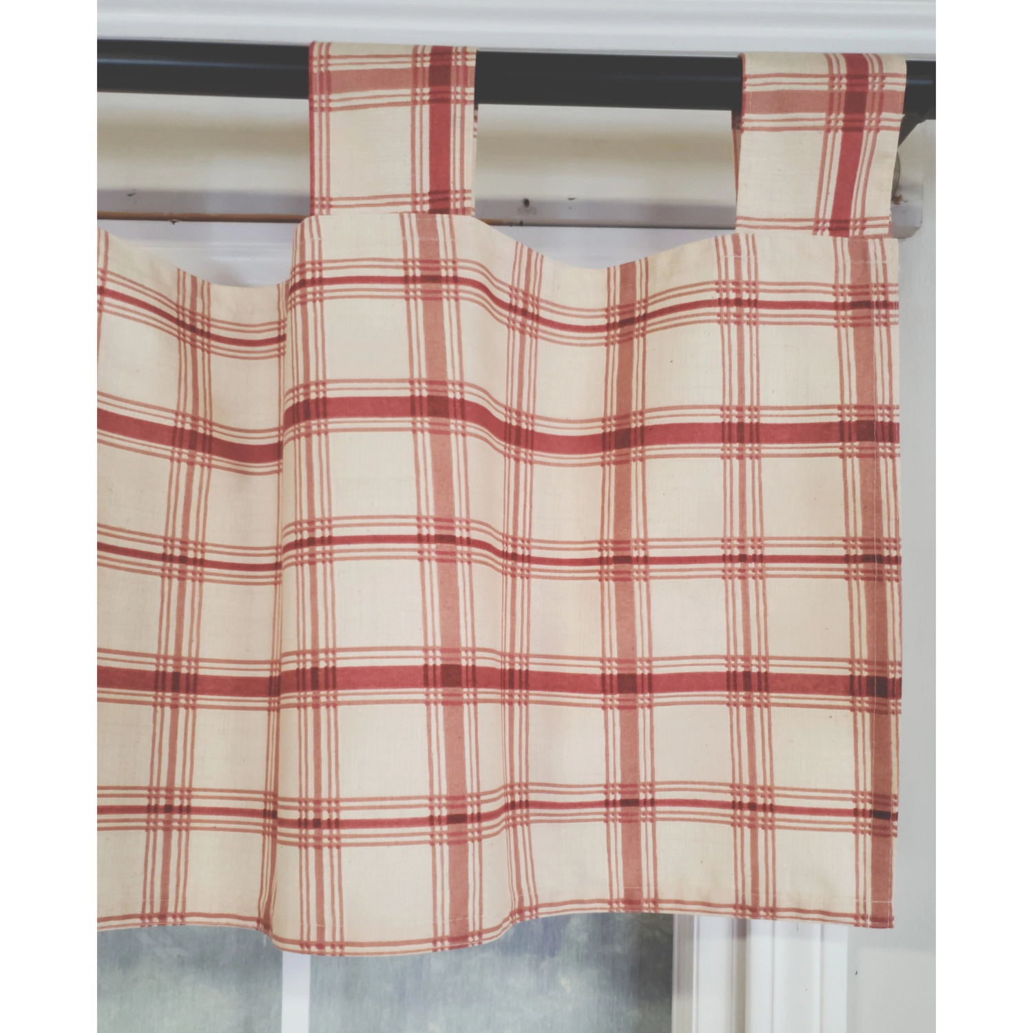 RLF Home 4" Top Tab High Quality Fabric Al Fresco Tab Valance for Windows 50" x 16" Burgundy