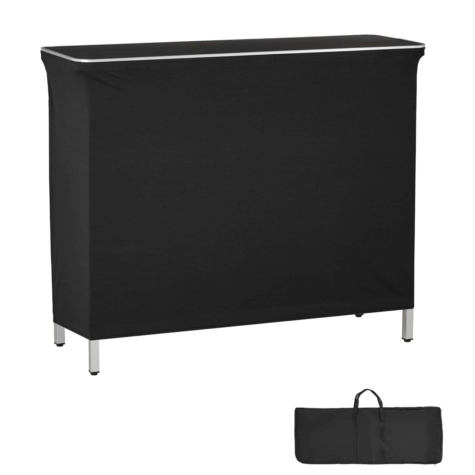 HONGGE Folding Portable Bar Table with Carry Bag 2 Storage Shelves and Detachable Skirt Quick and Easy Setup Foldable