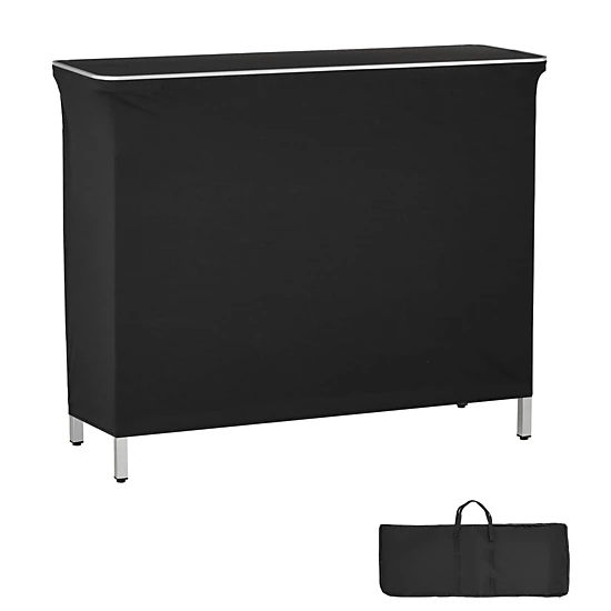 HONGGE Folding Portable Bar Table with Carry Bag 2 Storage Shelves and Detachable Skirt Quick and Easy Setup Foldable