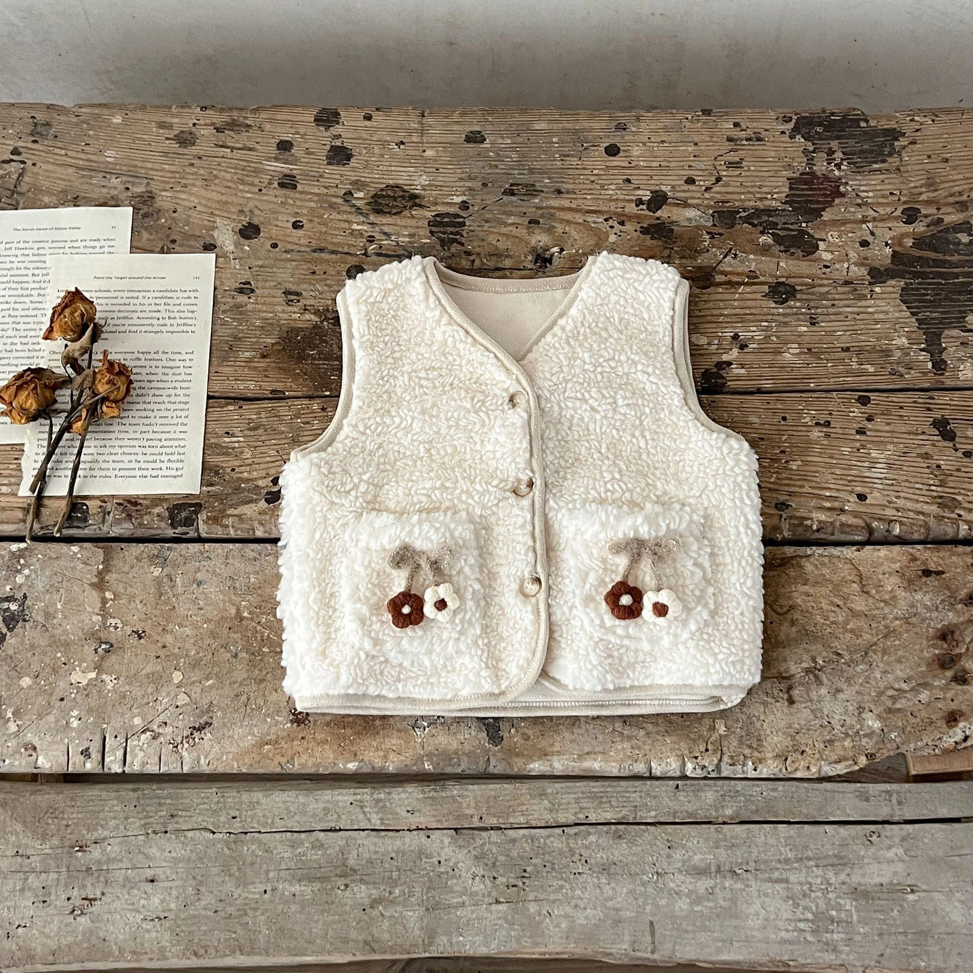 MyKids-USA Baby Girl Ins Two Pockets Thickened Knit Cardigan