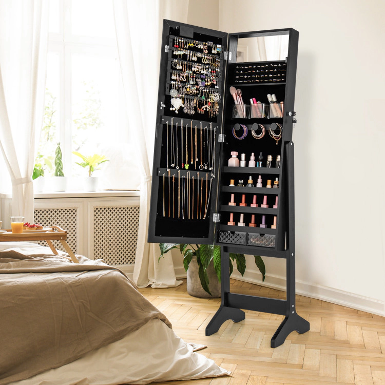Hivvago Mirror Jewelry Cabinet with 20 Warm Lights and 4 Tilt Angles