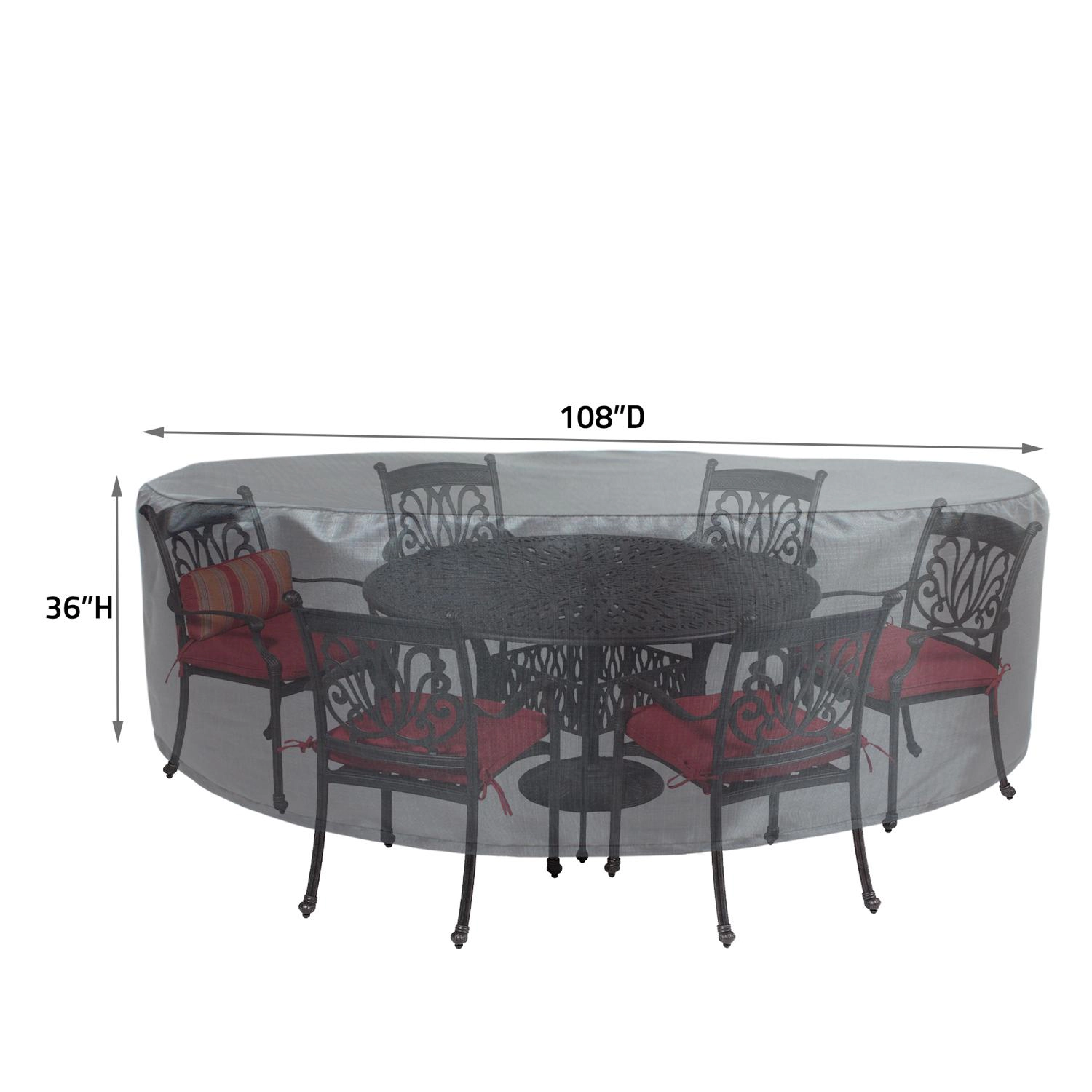 Summerset Shield Round/Square Table Chair Cover Ultimate Protection for Your Outdoor Furniture 60" - 108" x 36" Mercury