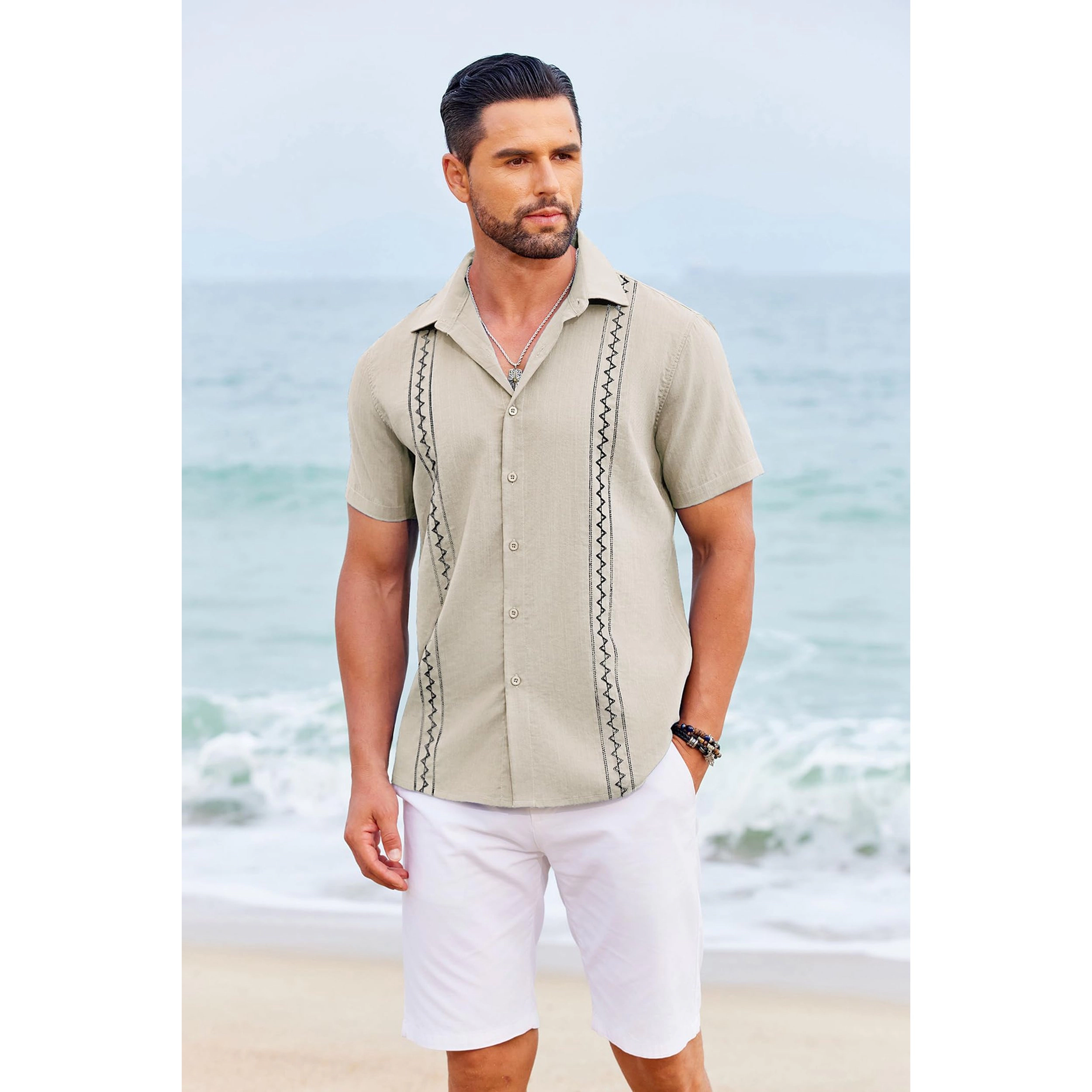 COOFANDY Men's Regular Fit Short Sleeve Camp Shirt