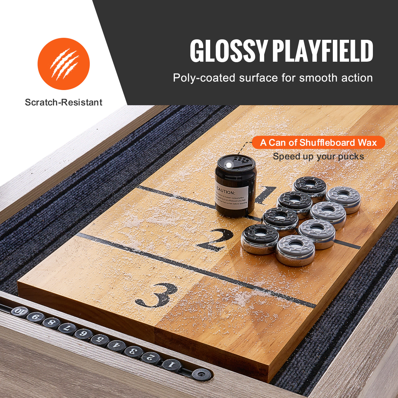 HONGGE Shuffleboard Table Shuffleboard for Family Game Rooms 2 in 1 Shuffleboard and Bowling Combo Game Set with