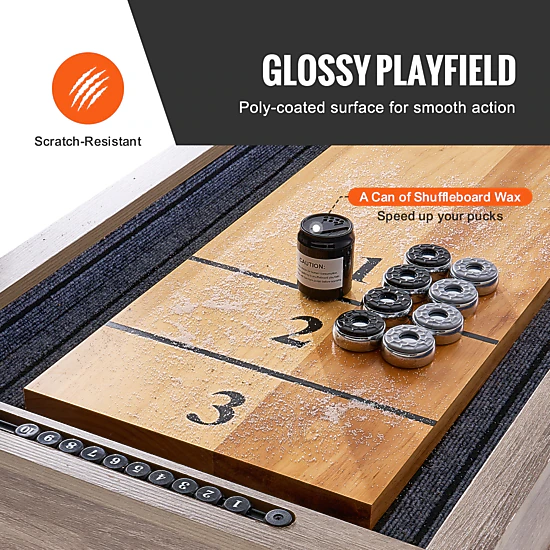 HONGGE Shuffleboard Table Shuffleboard for Family Game Rooms 2 in 1 Shuffleboard and Bowling Combo Game Set with