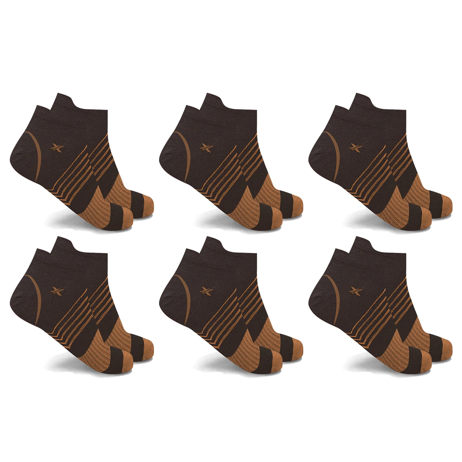 Extreme Fit Copper Compression Socks - Ankle High For Running, Athtletics, Travel 6 Pair