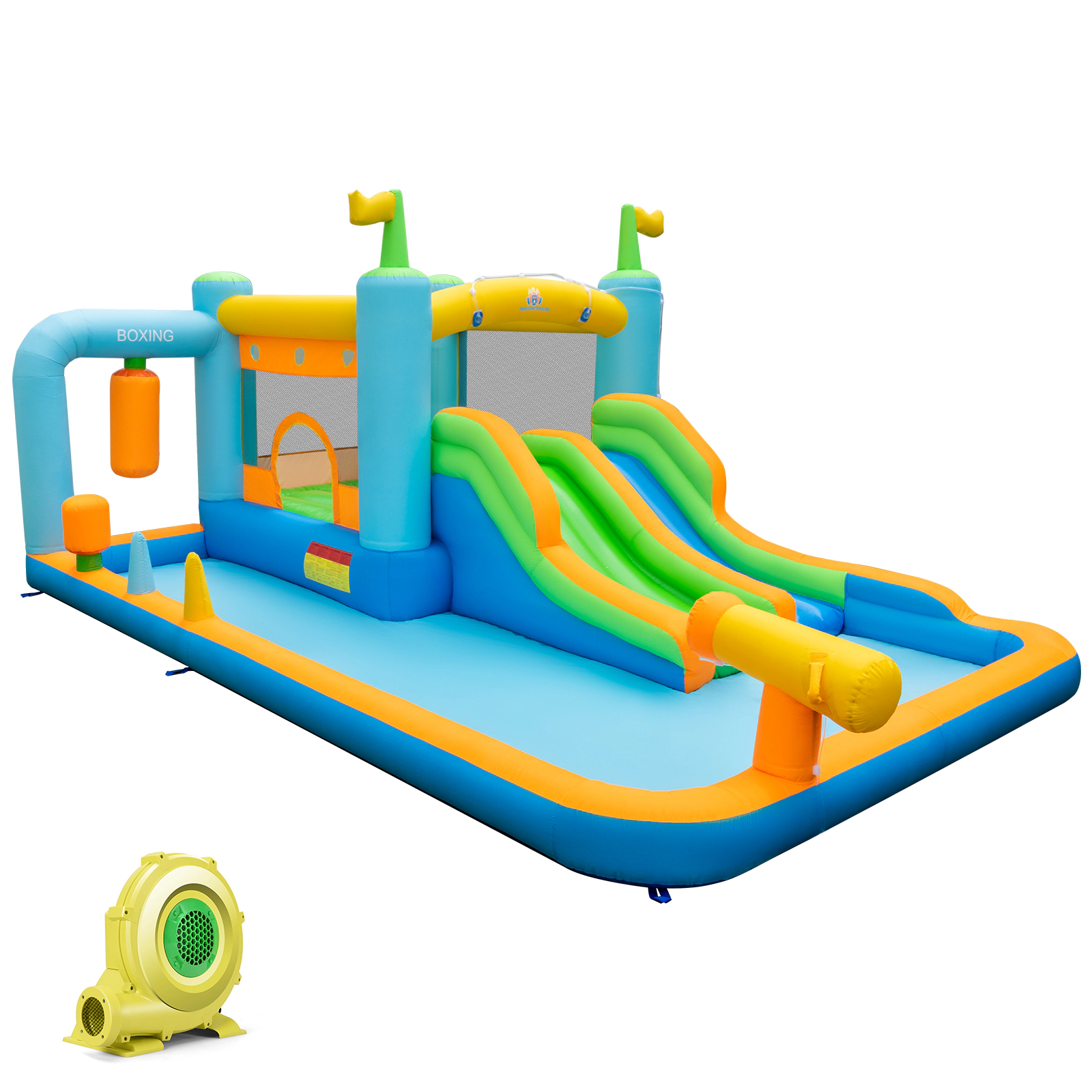 LJG Inflatable Water Slide for Kids Aged 3-10 Years with 735W Blower