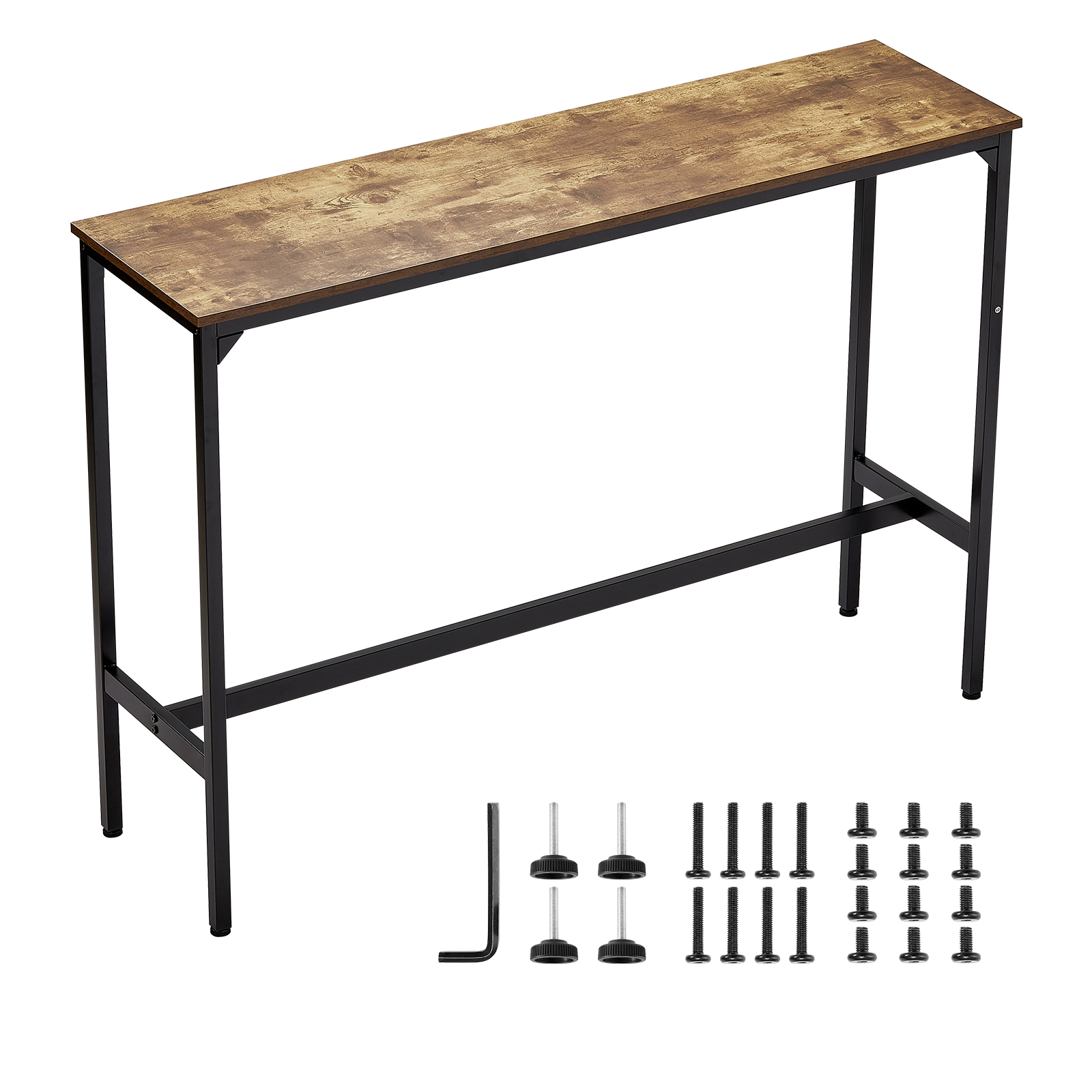 HONGGE Bar Table Sturdy Metal Frame High Top Pub Table Narrow Long Kitchen Dining Cocktail Counter Bar Height Desk Easy