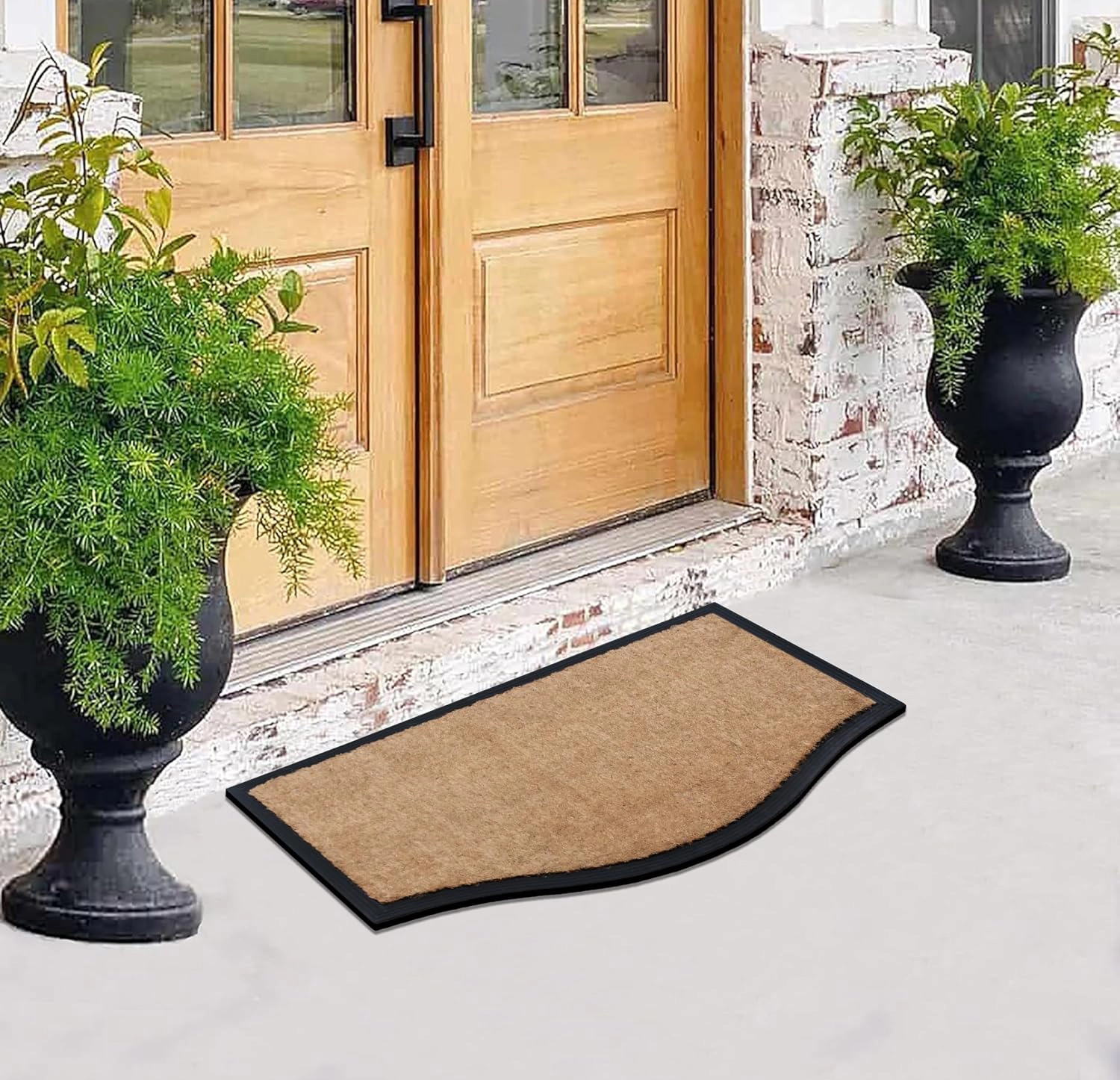 A1HC Coir and Rubber Door Mat 39x24 Inches Anti-Shed Heavy Duty Non-Slip Penta Black