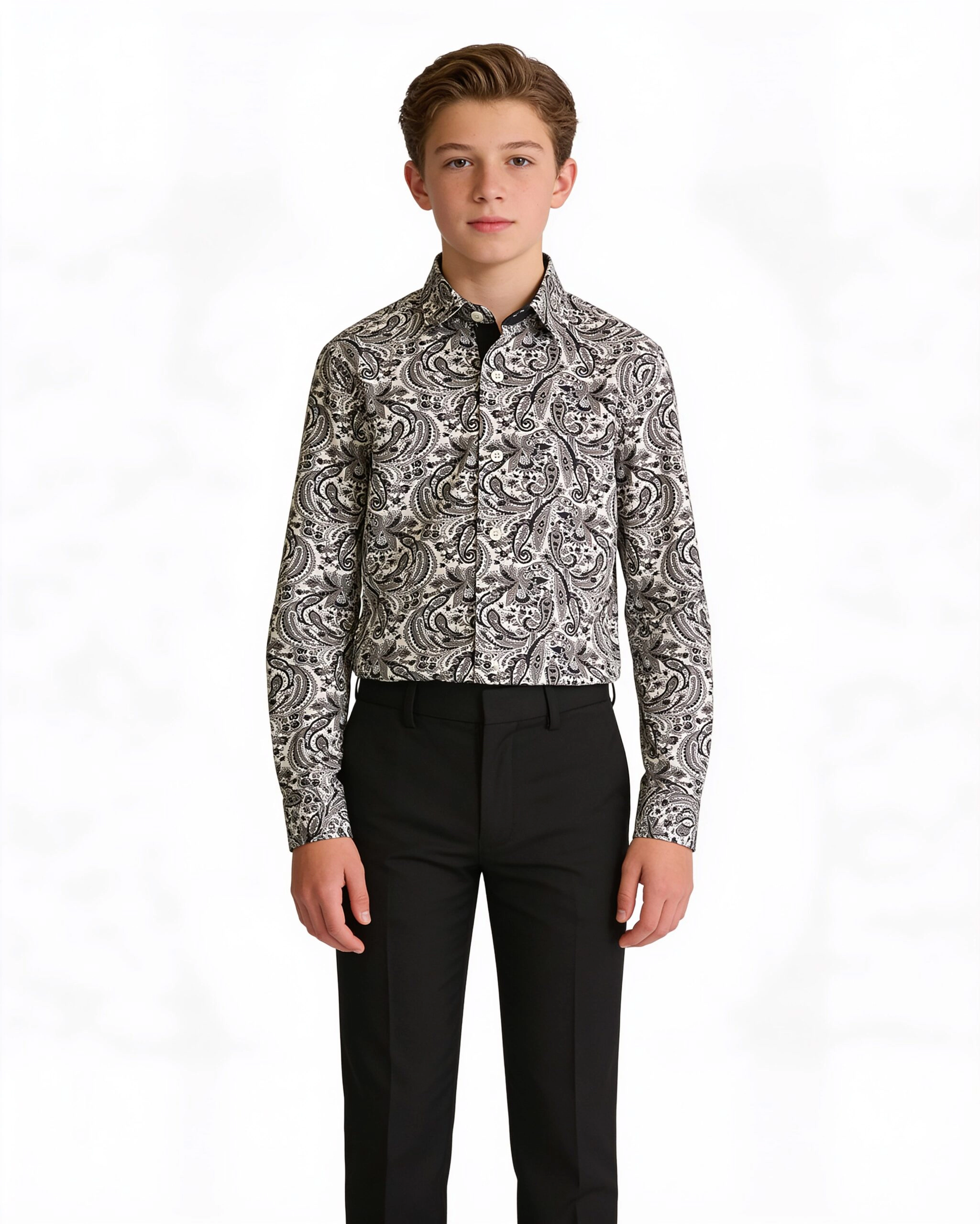 Elie Balleh Boys Slim Fit Paisley Shirt
